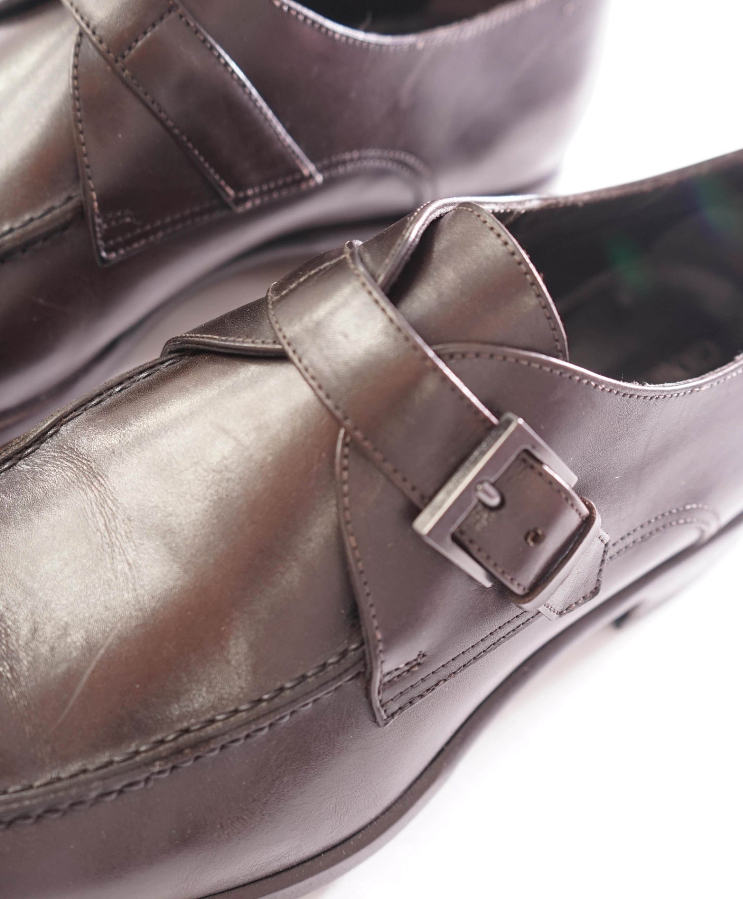 $595 GIORGIO ARMANI - Leather Brown Monk Strap Loafer - 9.5