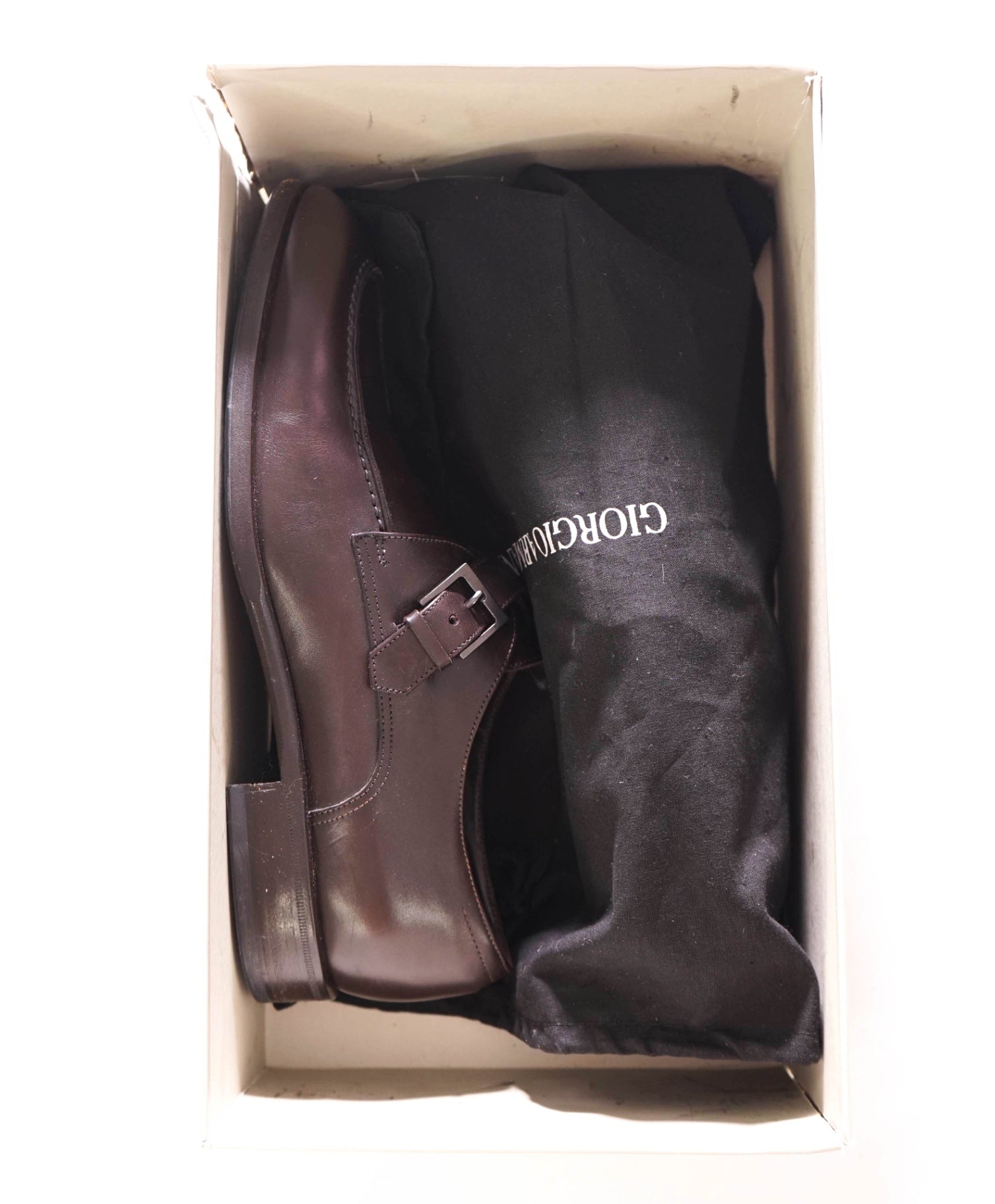 $595 GIORGIO ARMANI - Leather Brown Monk Strap Loafer - 9.5