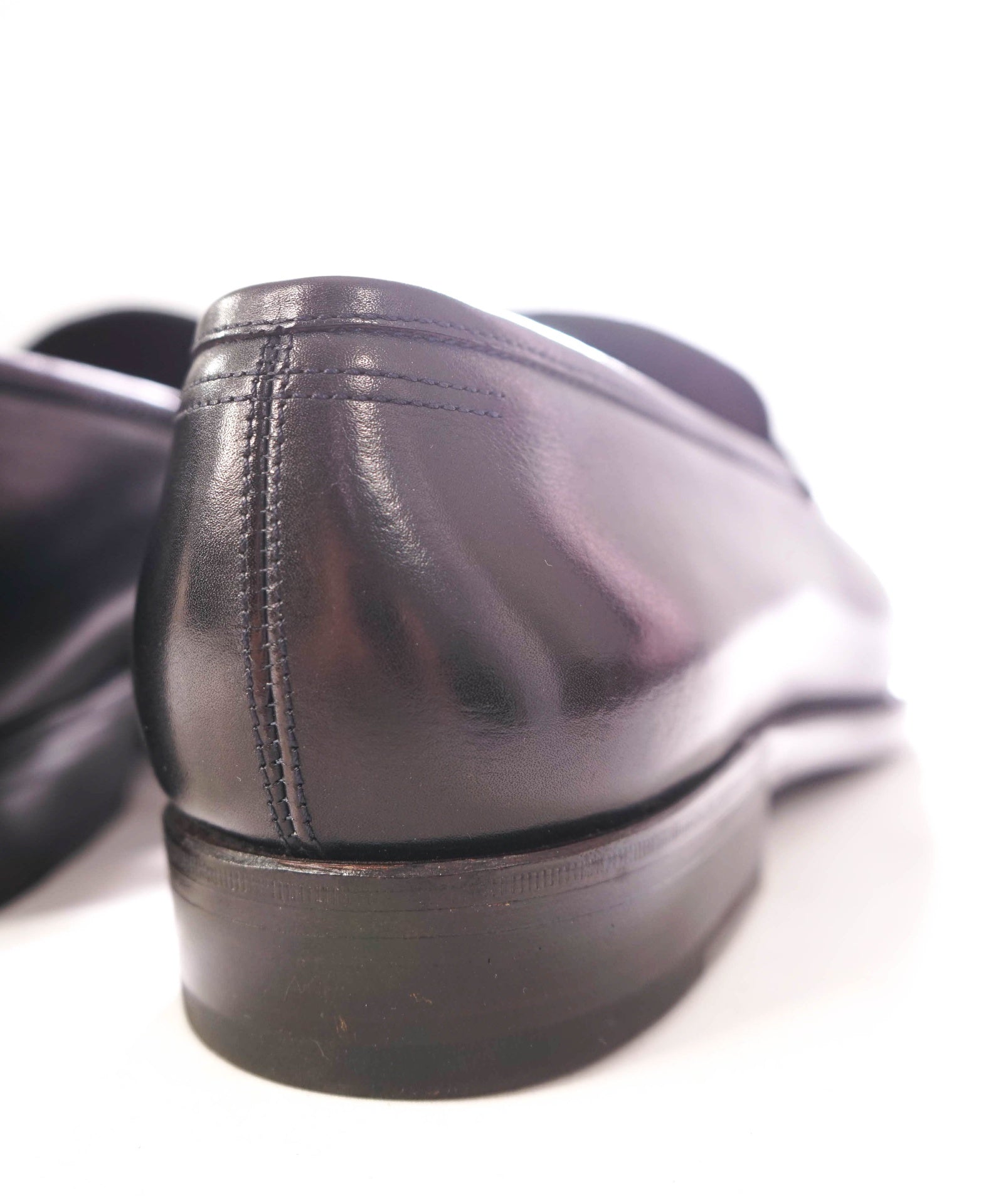 $1,595 FERRAGAMO - "BACKER TRAMEZZA" Leather Navy Loafers - 10 E