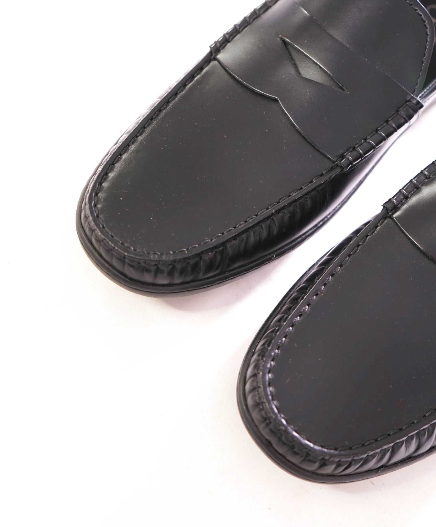 $1,045 TOD'S - Leather Black LOGO Penny Loafers - US 12 (UK11)