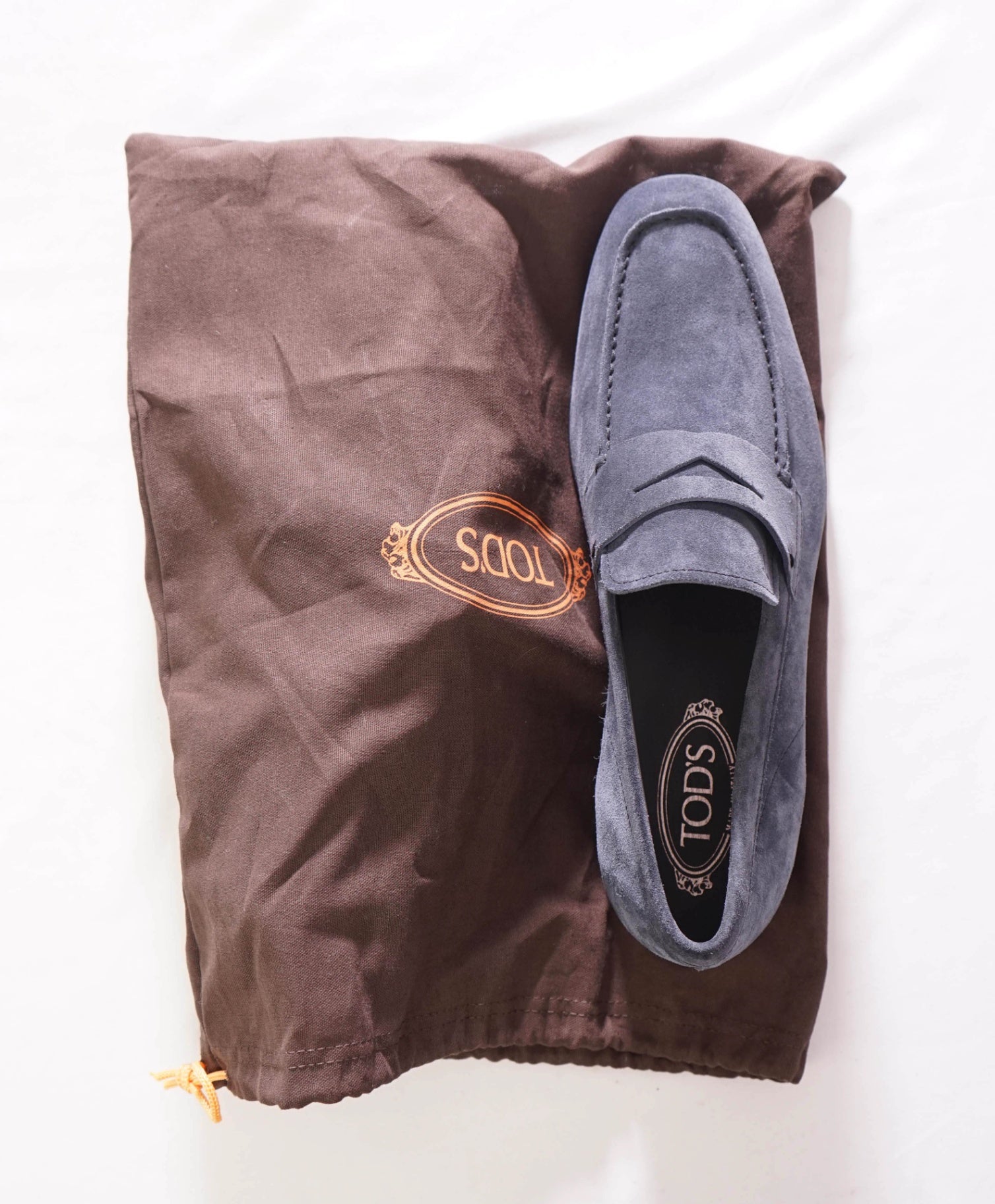 $775 TOD'S - Suede Blue LOGO Penny Loafers - US 9 (8UK)