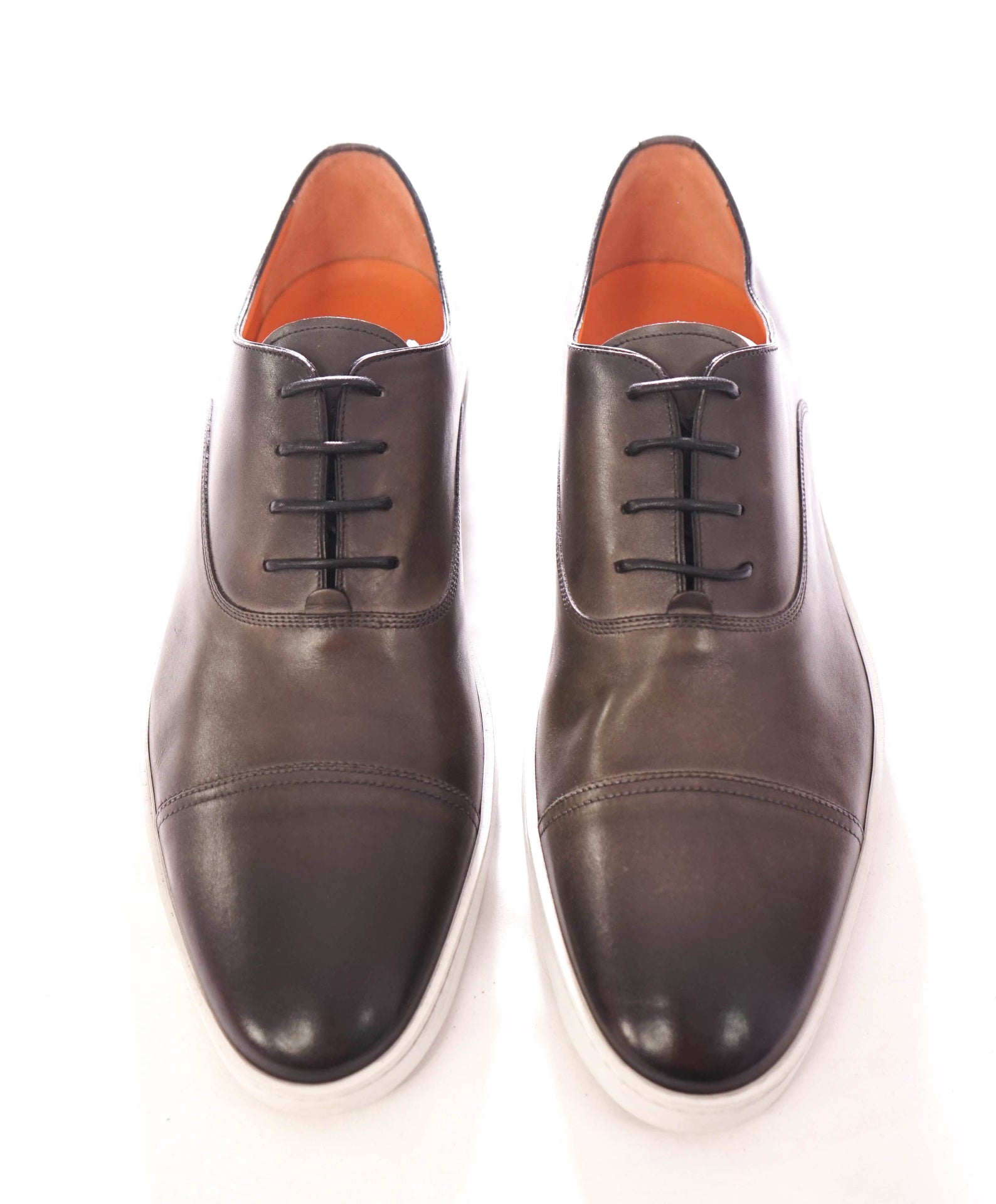 $750 SANTONI - Leather Gray Sneaker Sole Oxfords - US 14 (UK 13)