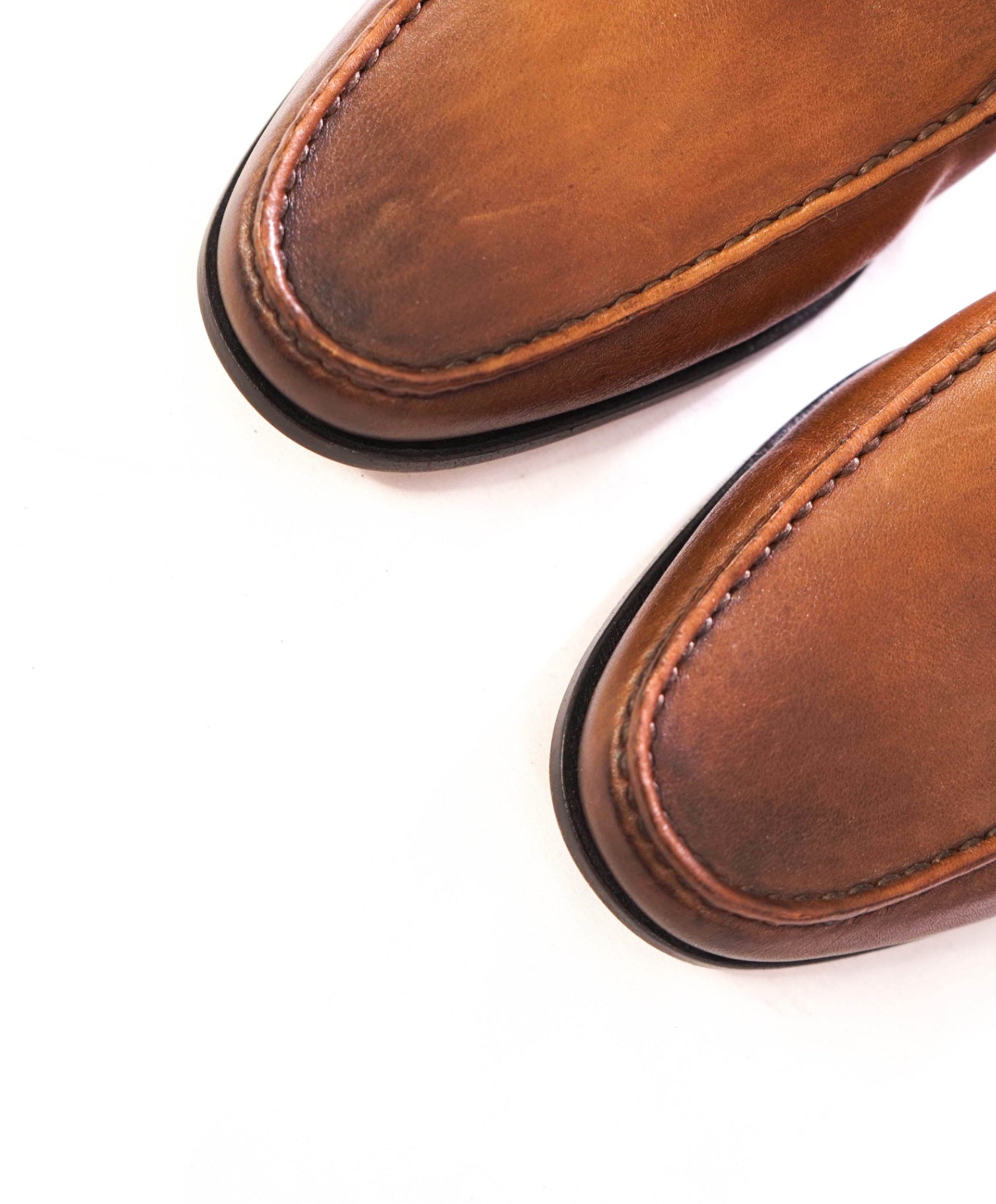 $750 SANTONI - Leather Brown Venetian Loafers - US 7.5 (UK6.5)