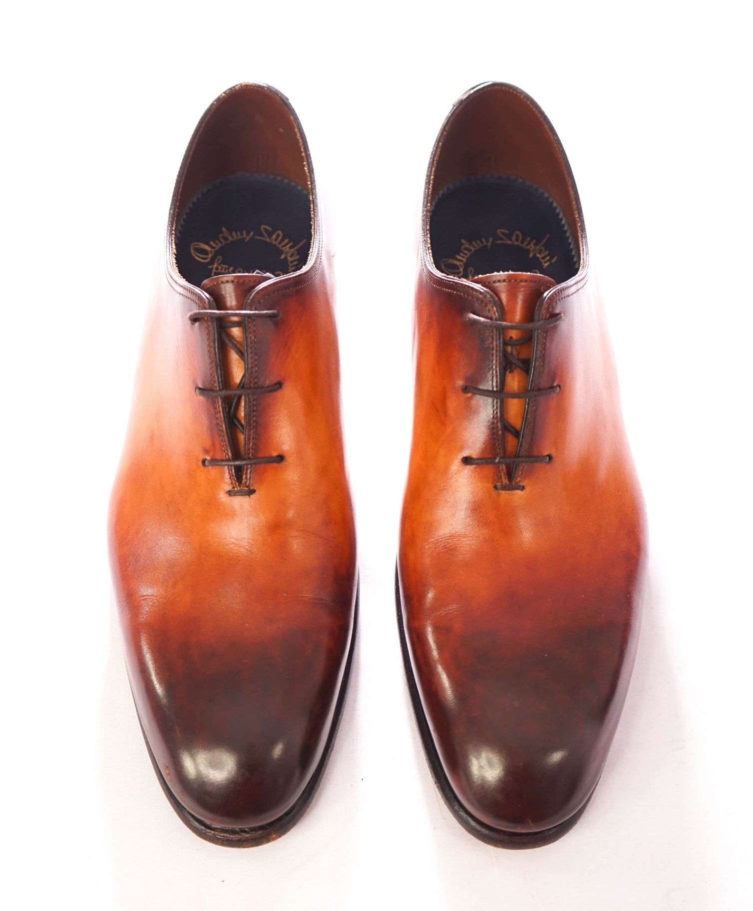 $1,595 SANTONI - Custom 1of1 Leather Brown Oxfords - US 11 (UK10)