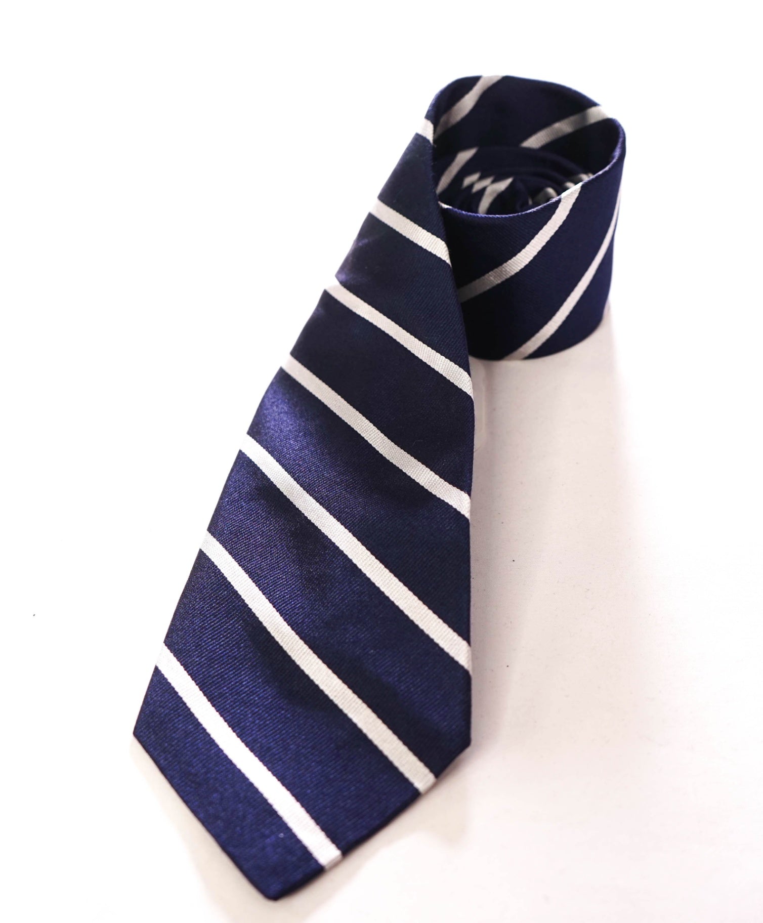 $125 POLO RALPH LAUREN - Silk Navy *Made In Italy* Stripe - 3.25" Tie