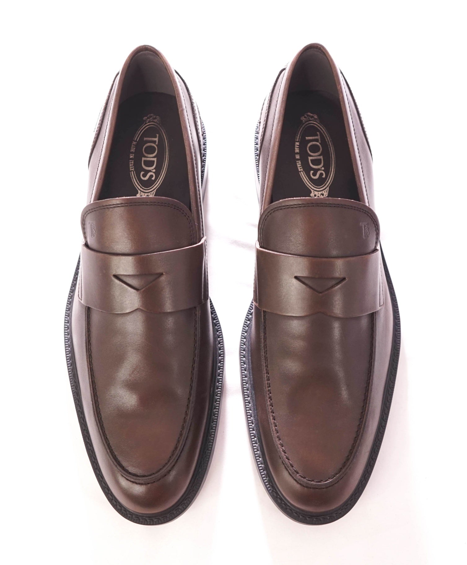 $825 TOD'S - "BOSTON" Leather Brown Penny Loafers - US 13 (12UK)