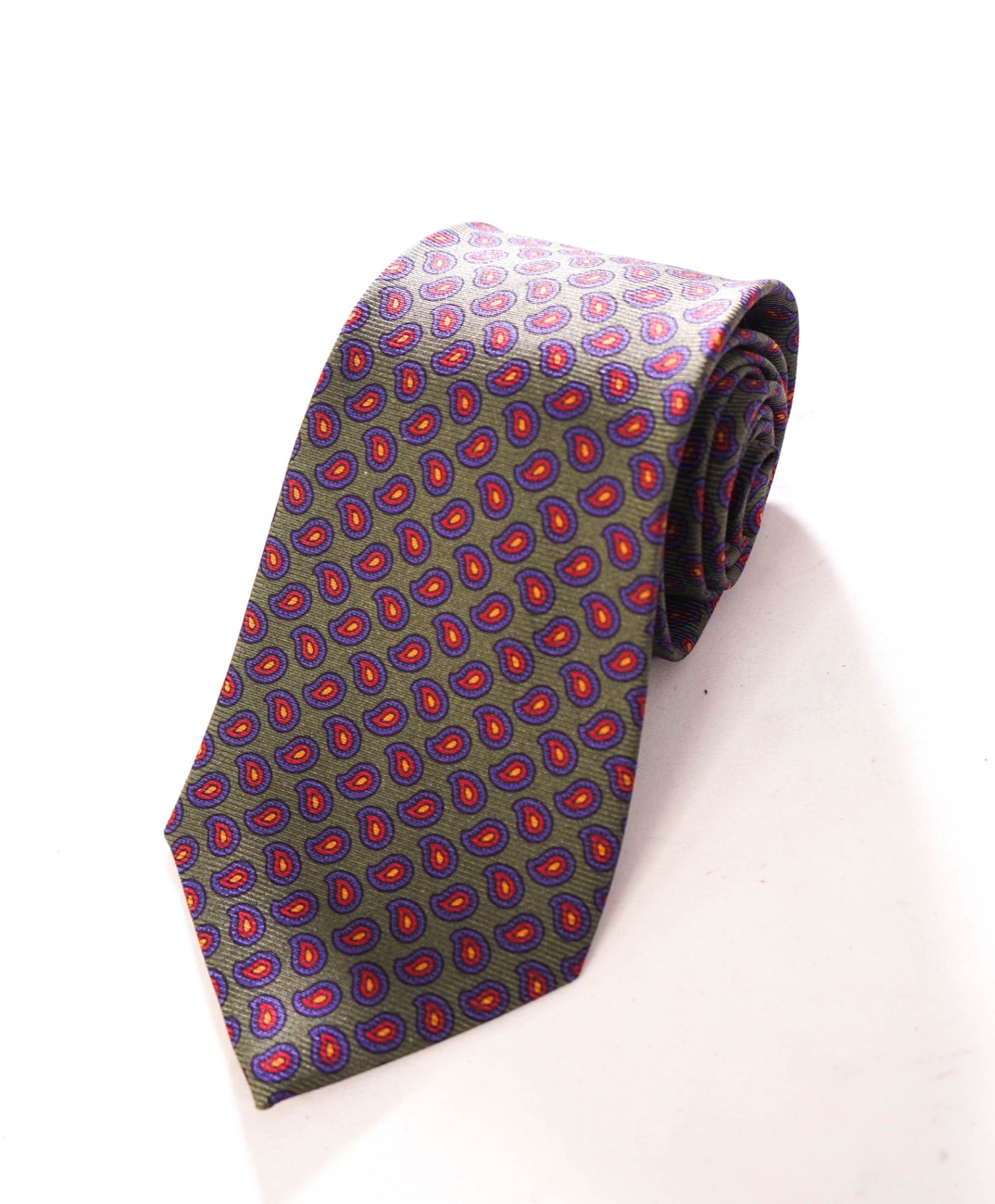 $125 POLO RALPH LAUREN - Silk *Made In Italy* Green Paisley - 3.5" Tie