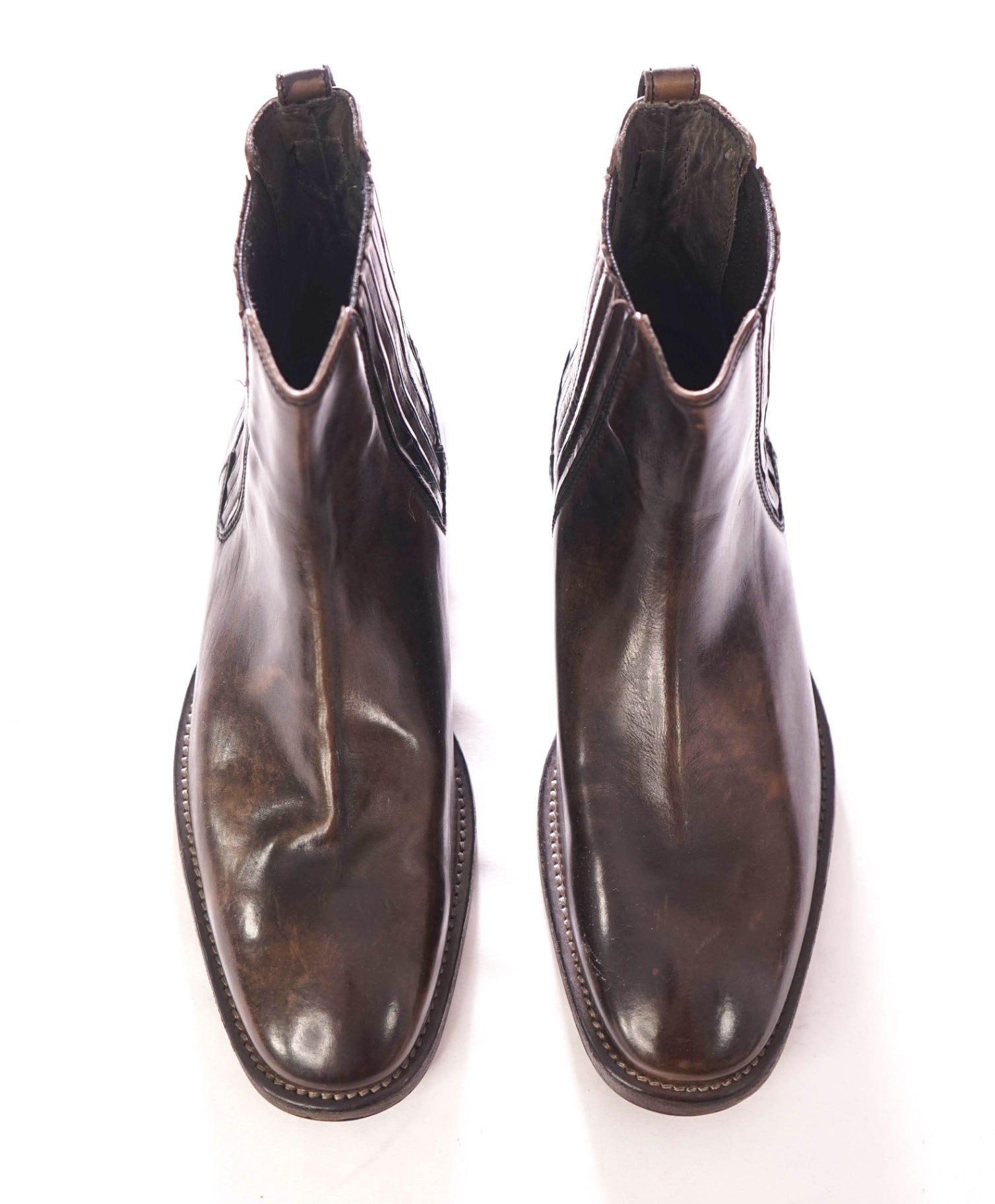 $898 JOHN VARVATOS - Leather Distressed Brown Boots - 8