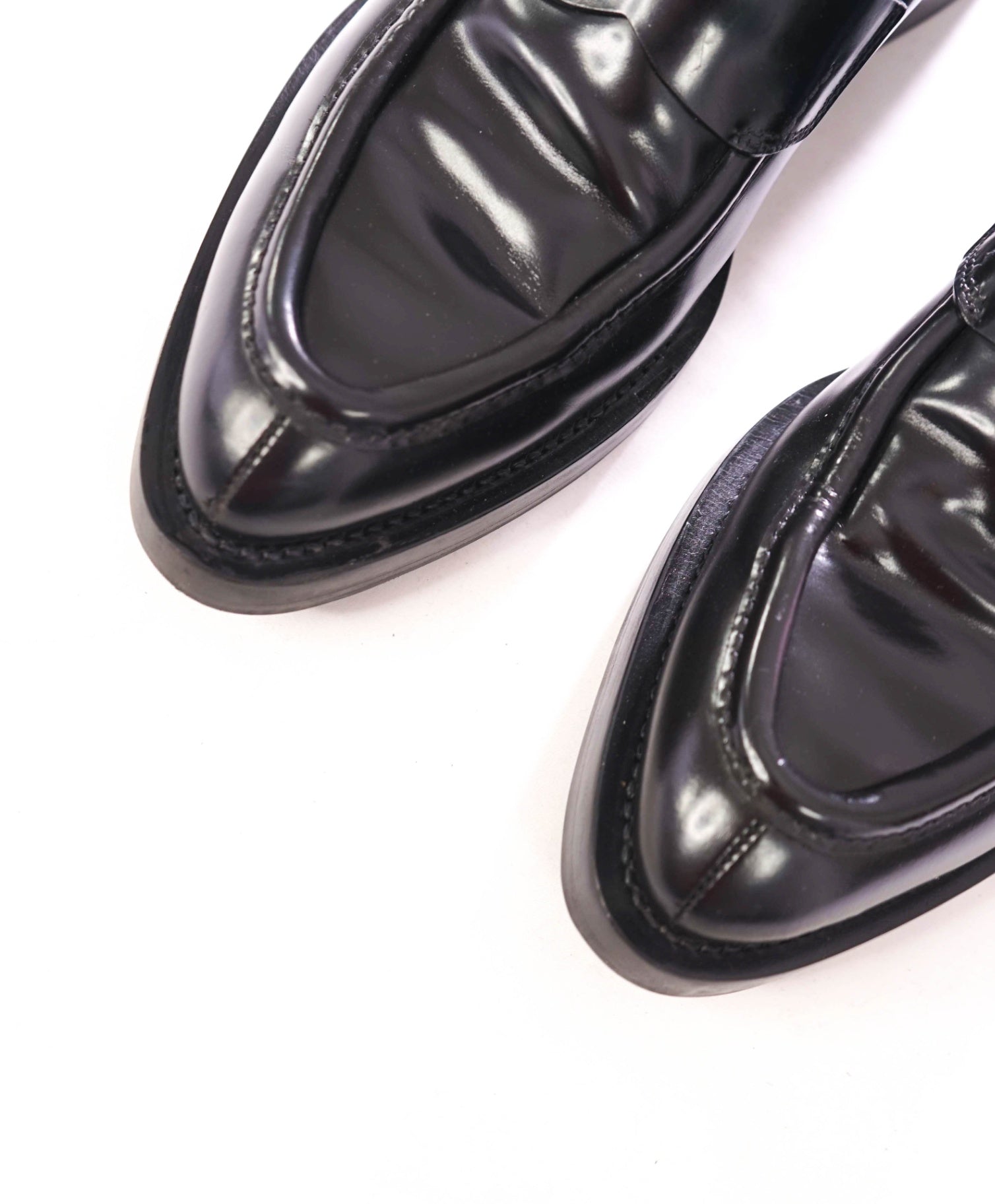 $950 PRADA - Leather Black "Spazzolatto" Penny Loafers - US 8.5 (UK7.5)