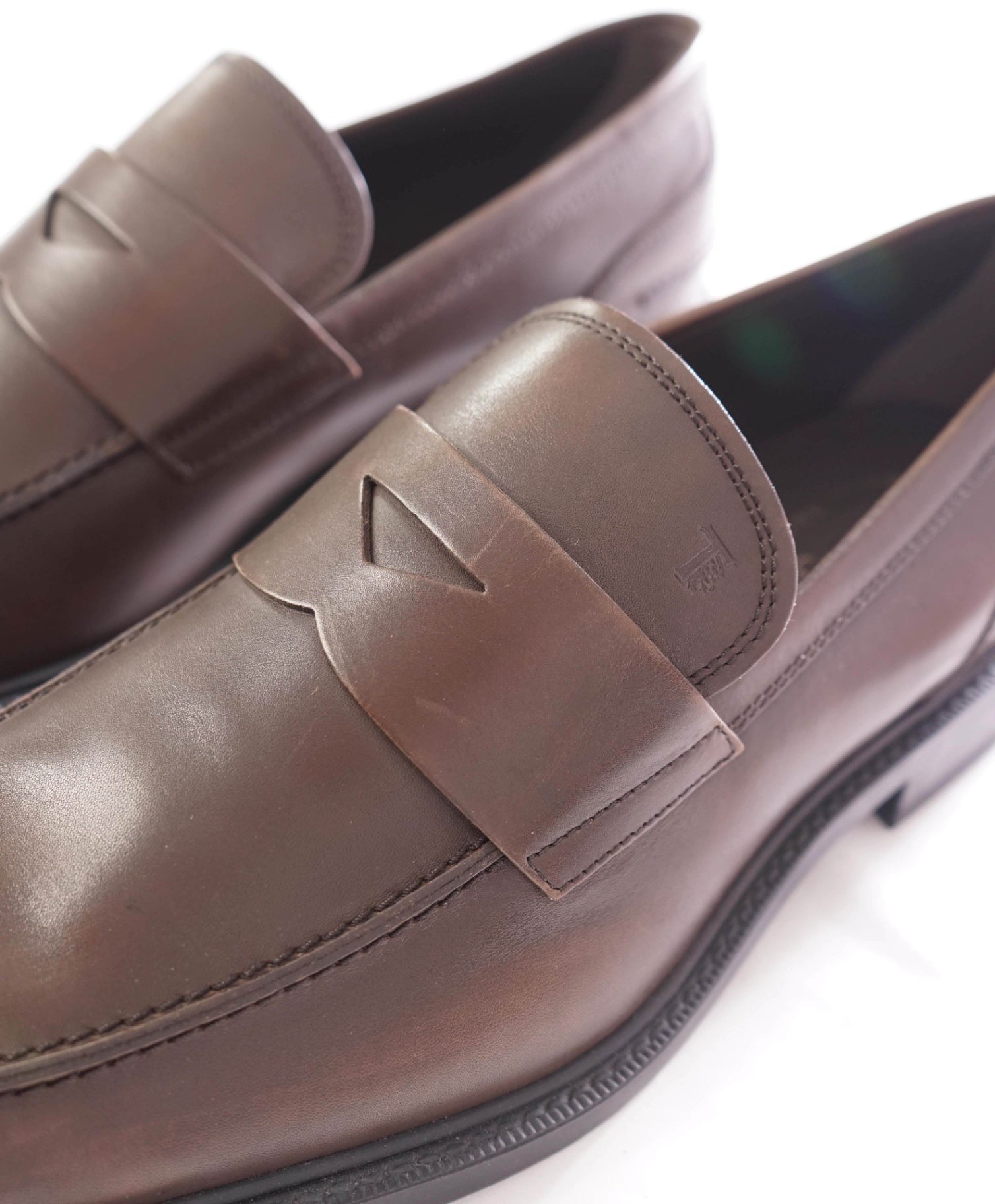 $825 TOD'S - "BOSTON" Leather Brown Penny Loafers - US 13 (12UK)