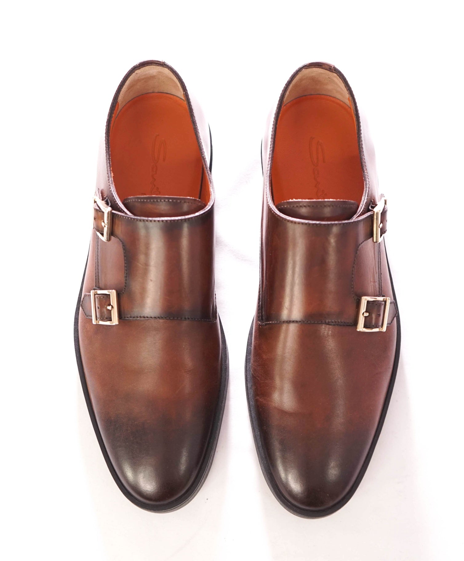 $850 SANTONI - Leather Brown Monk Strap Sneaker/Loafers - US 7.5 D