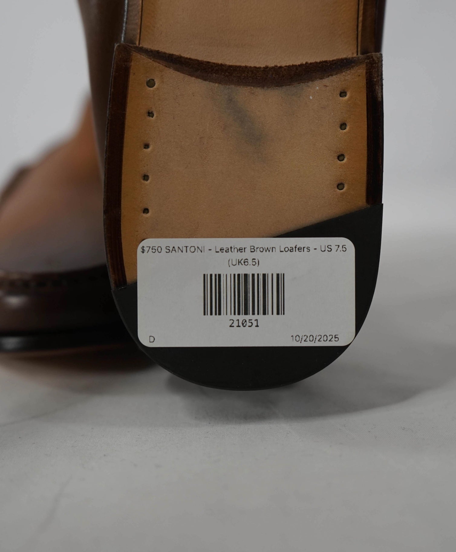 $750 SANTONI - Leather Brown Venetian Loafers - US 7.5 (UK6.5)