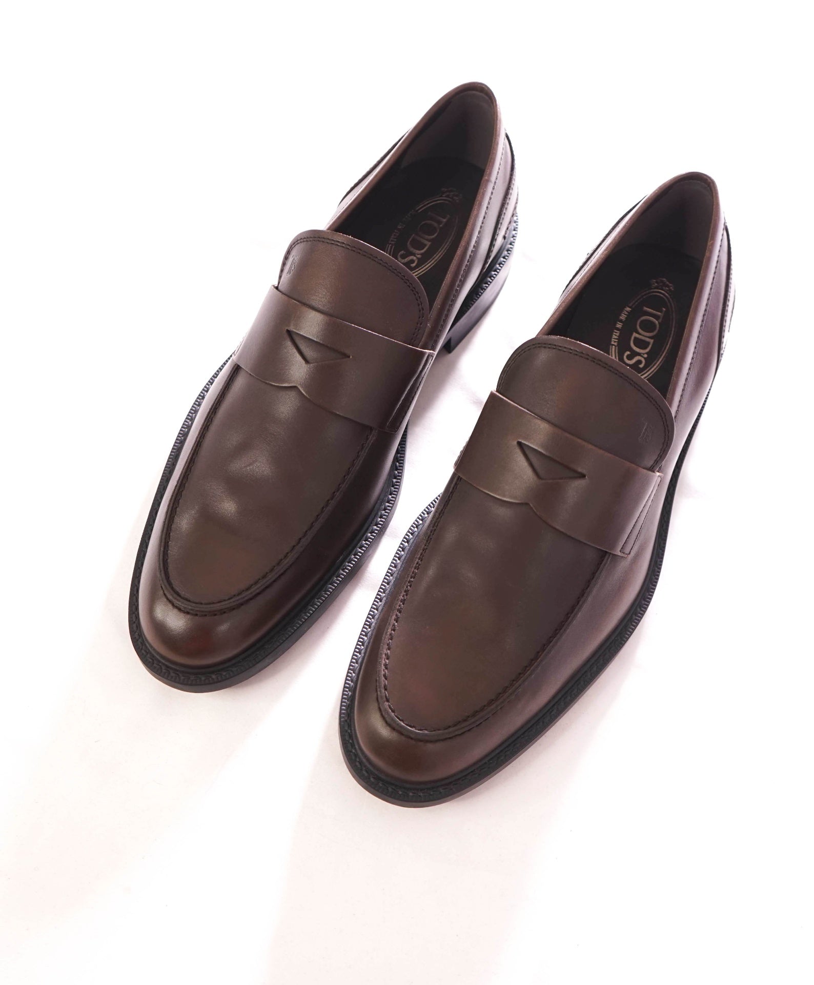 $825 TOD'S - "BOSTON" Leather Brown Penny Loafers - US 13 (12UK)