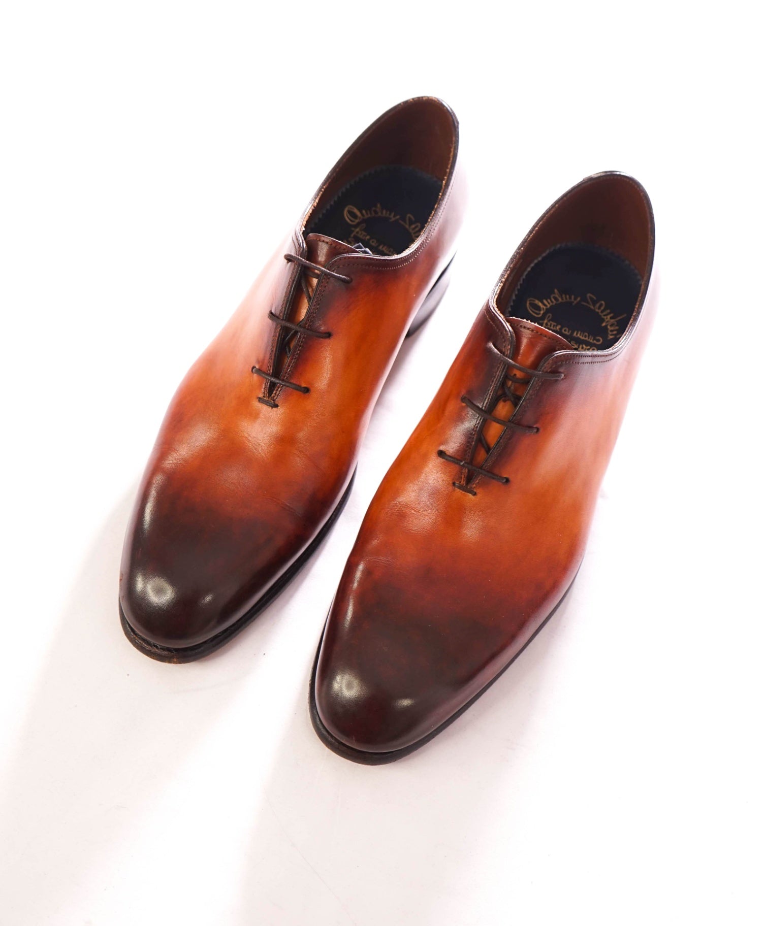 $1,595 SANTONI - Custom 1of1 Leather Brown Oxfords - US 11 (UK10)