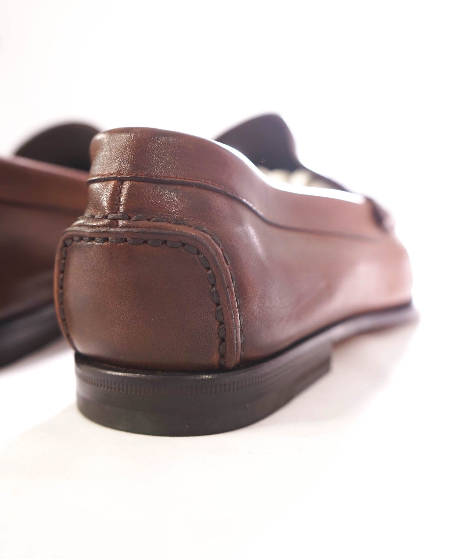 $750 SANTONI - Leather Brown Venetian Loafers - US 7.5 (UK6.5)