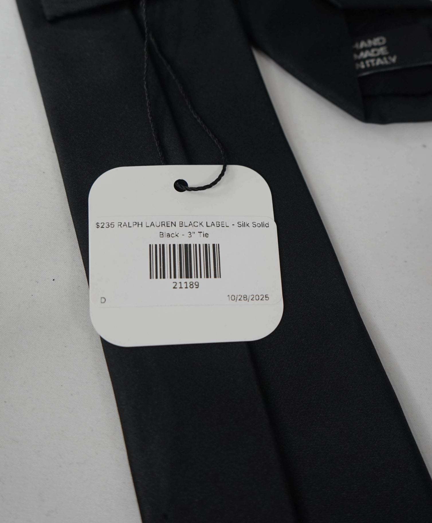$235 RALPH LAUREN BLACK LABEL - Silk Solid *ITALY* Black - 3" Tie