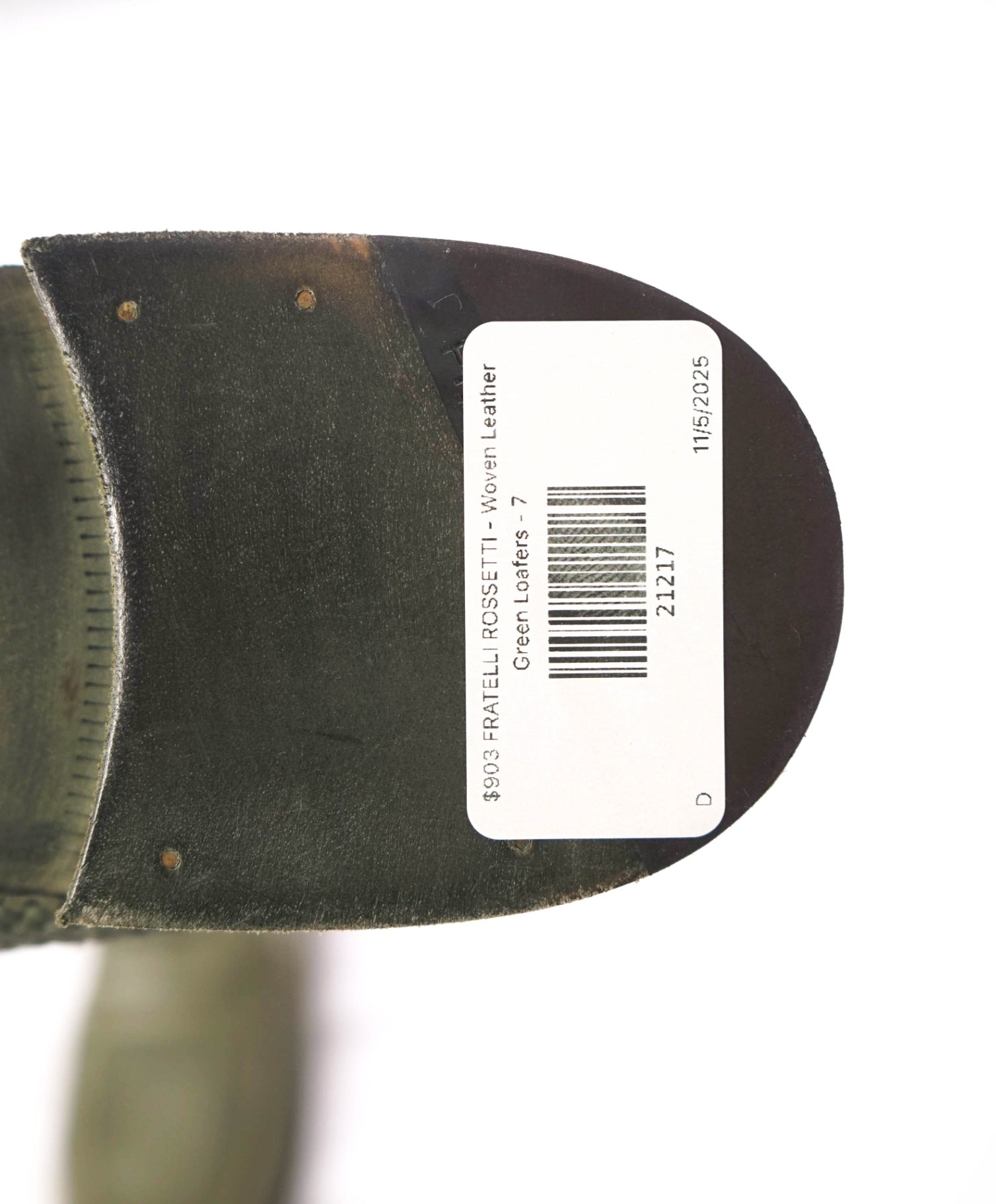 $995 FRATELLI ROSSETTI - Woven Leather Green Loafers - 8US (7UK)