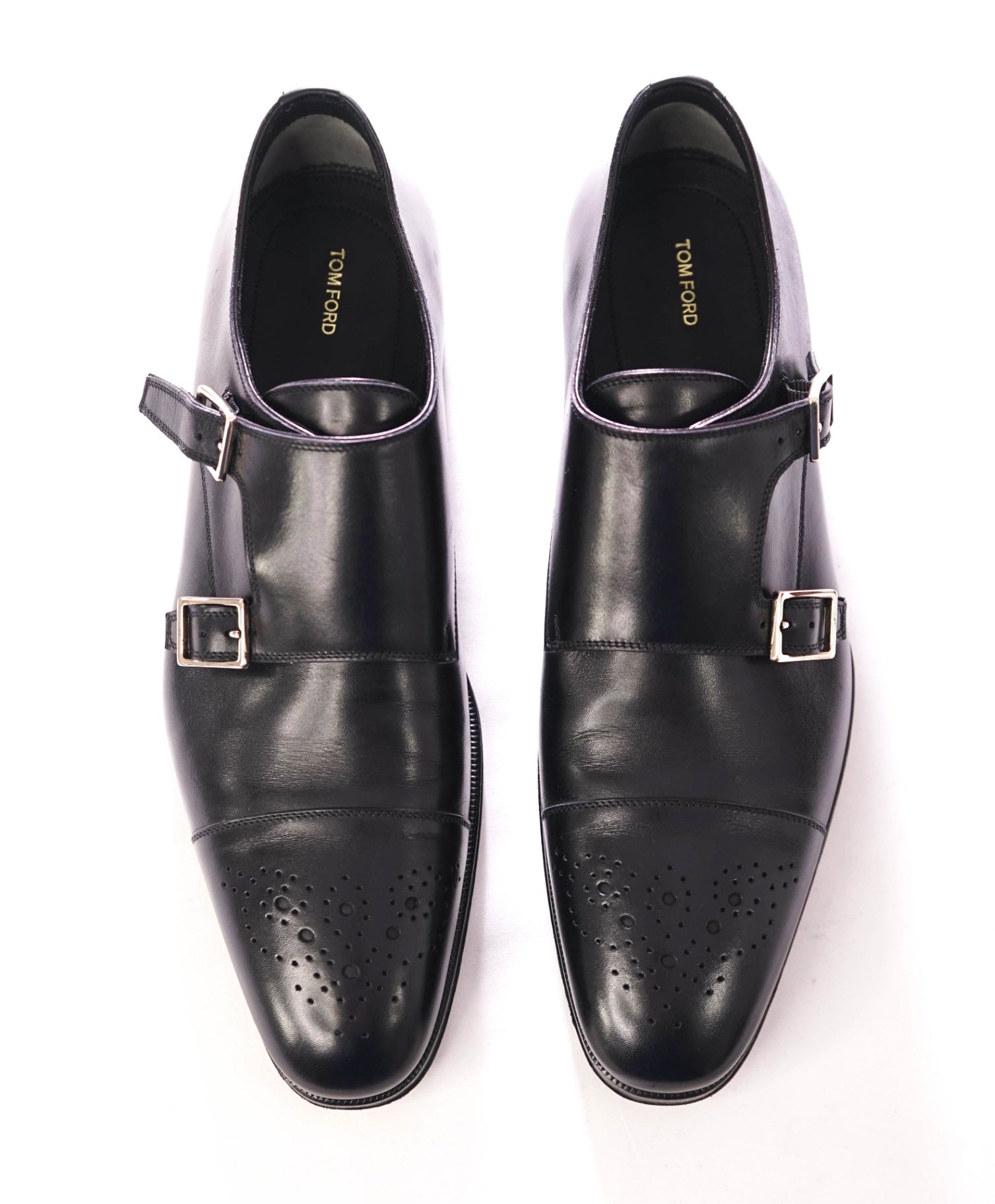 $1,990 TOM FORD - Leather Black Monk Straps - 9.5 (9TF)