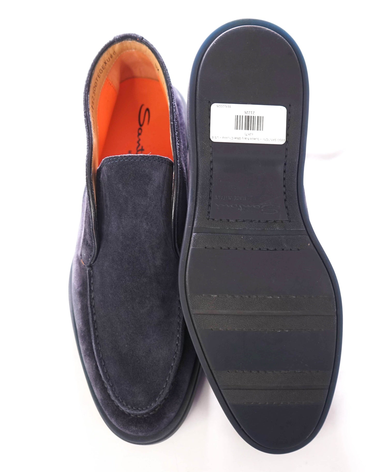 $850 SANTONI - Suede Navy Blue Summer Walk Chukka - US 8 (UK7)