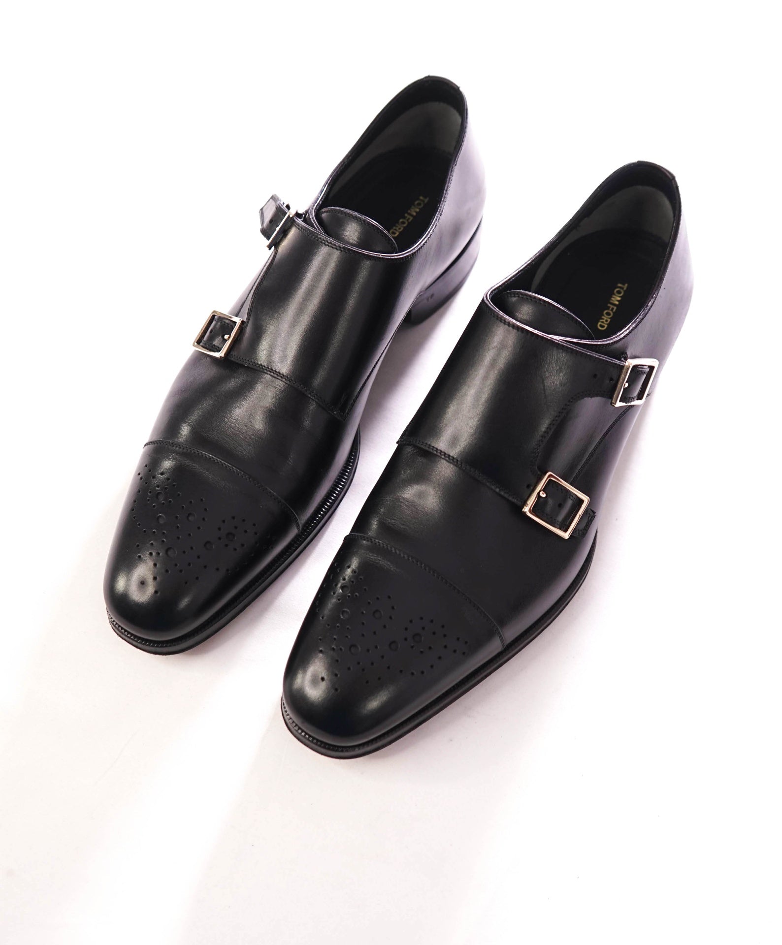 $1,990 TOM FORD - Leather Black Monk Straps - 9.5 (9TF)