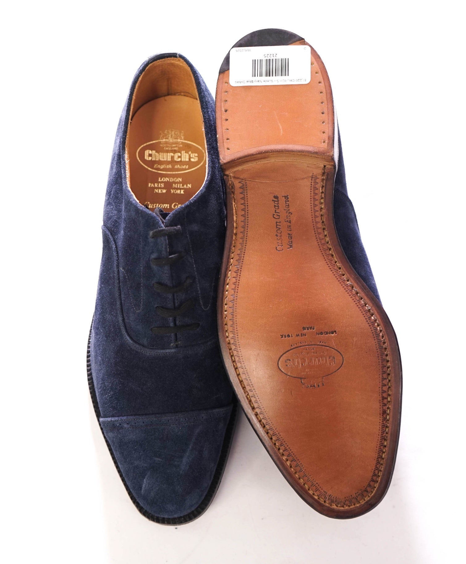 $1,220 CHURCH'S - Suede Navy Blue Oxford - US 10 (9UK)