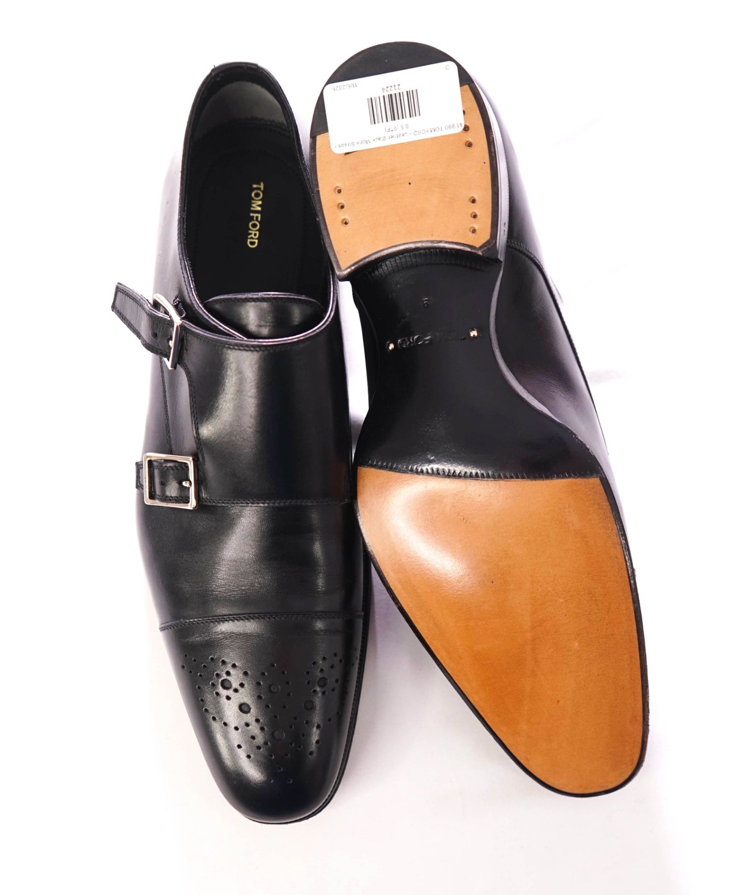 $1,990 TOM FORD - Leather Black Monk Straps - 9.5 (9TF)