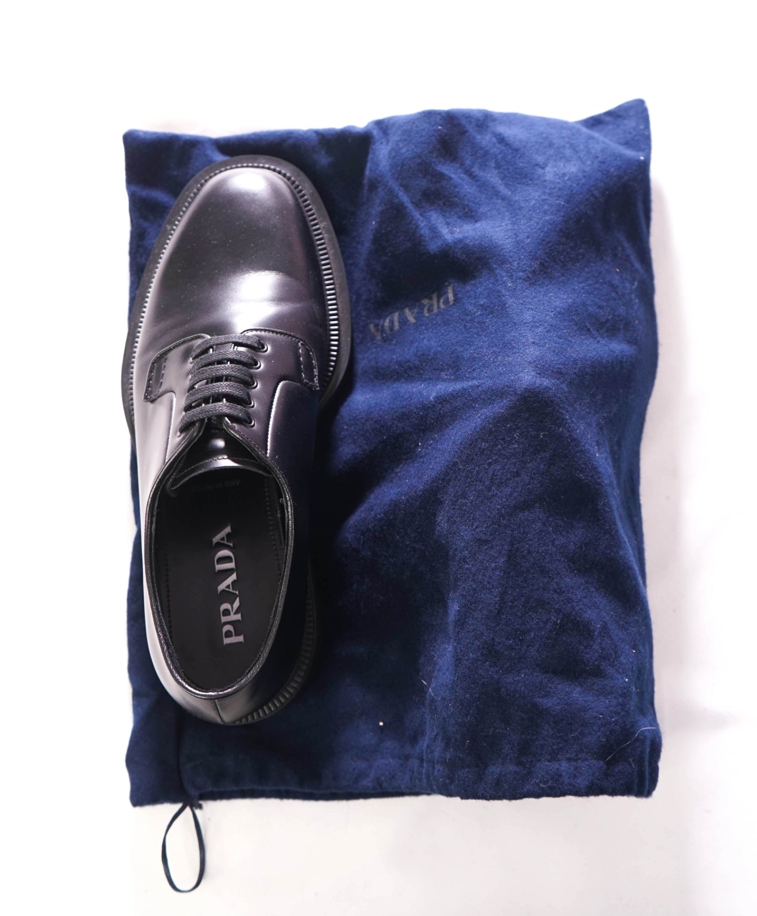 $950 Prada - Leather Black LUG SOLE Logo Derby - US 8.5 (7.5UK)