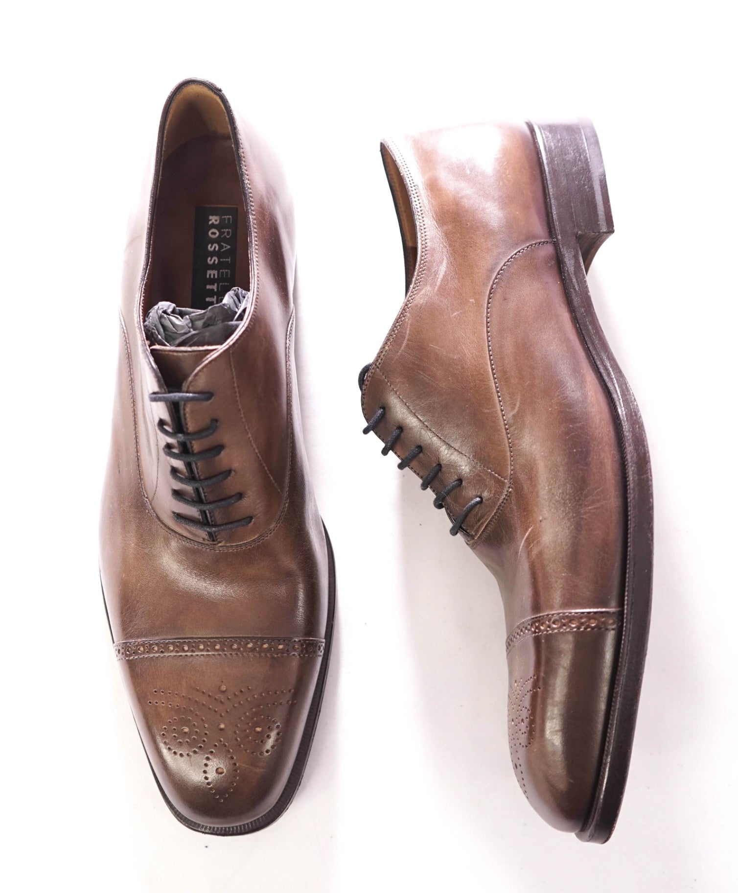 $910 FRATELLI ROSSETTI - Leather Brown Oxfords - 12 US (11UK)