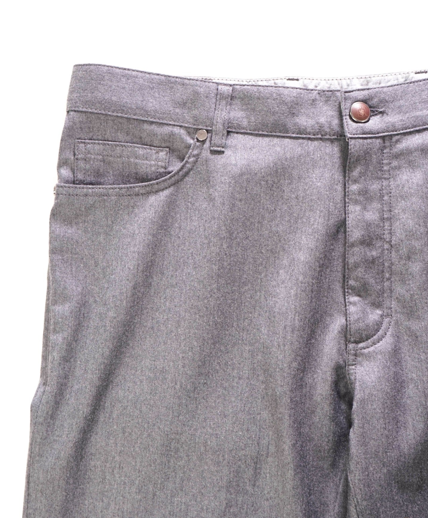 $695 ERMENEGILDO ZEGNA - Flannel Wool Solid Grey Pants - 38W