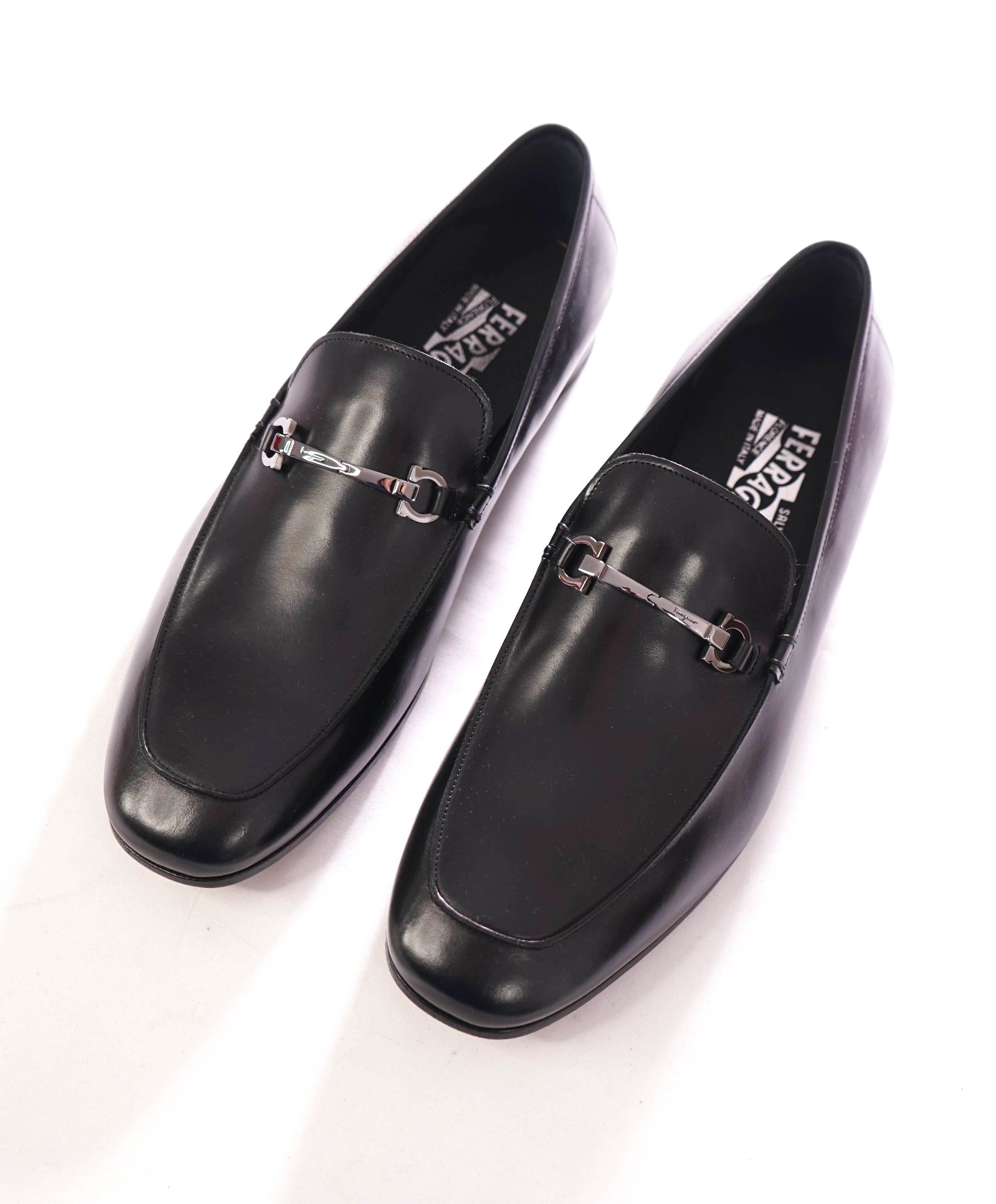 $895 SALVATORE FERRAGAMO - Leather Black "PHOENIX" Loafers - 8.5 EE