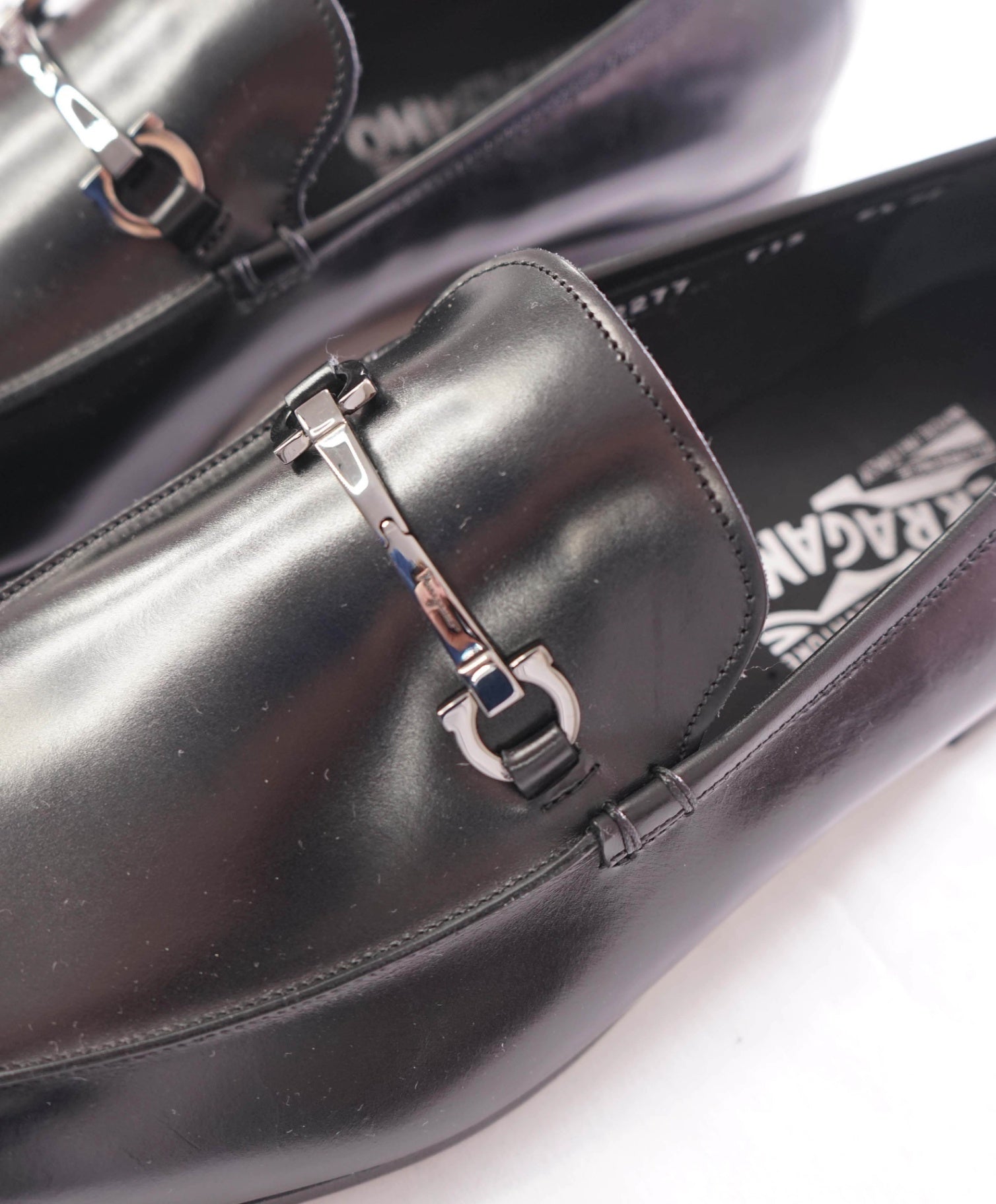 $895 SALVATORE FERRAGAMO - Leather Black "PHOENIX" Loafers - 8.5 EE