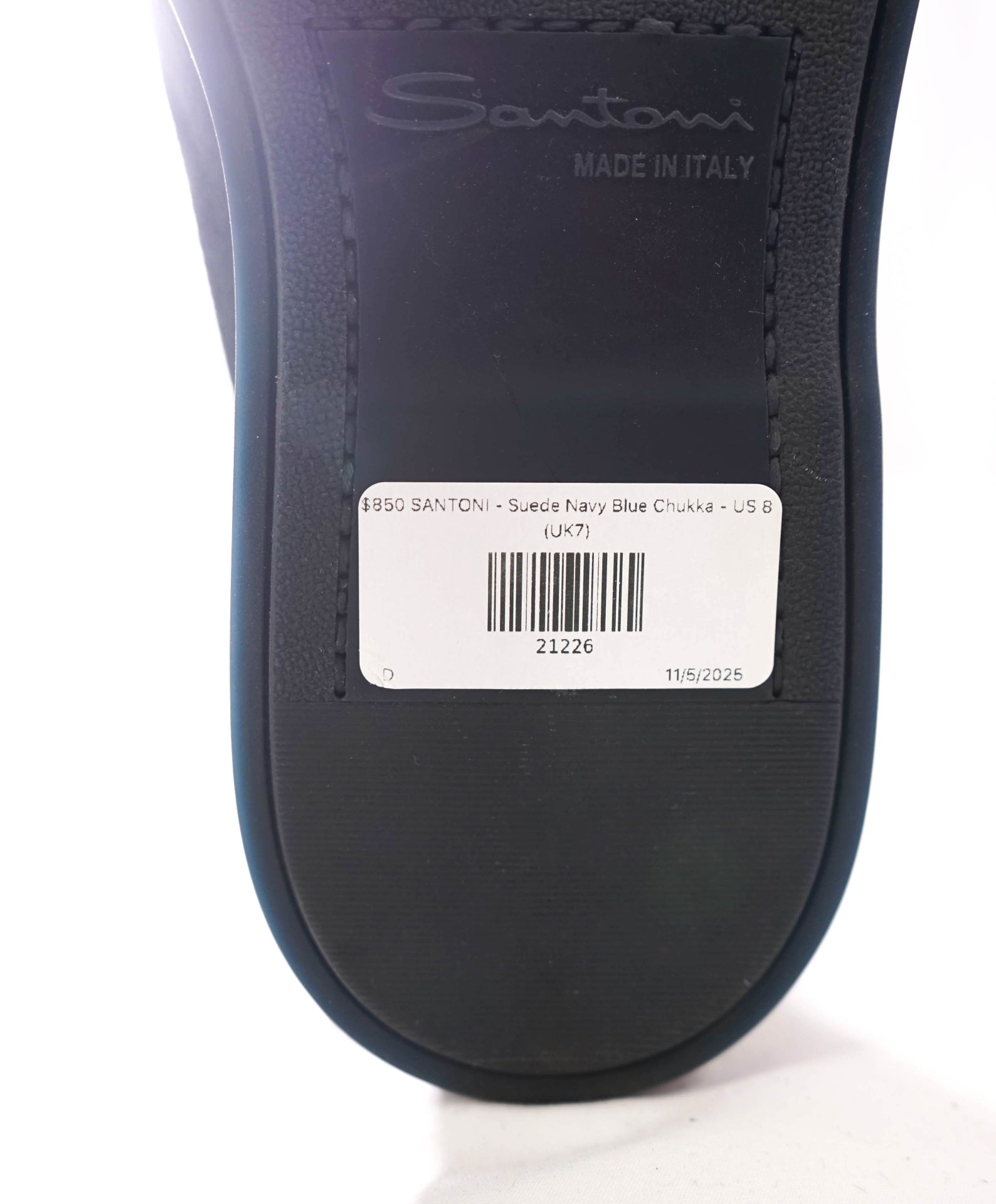 $850 SANTONI - Suede Navy Blue Summer Walk Chukka - US 8 (UK7)