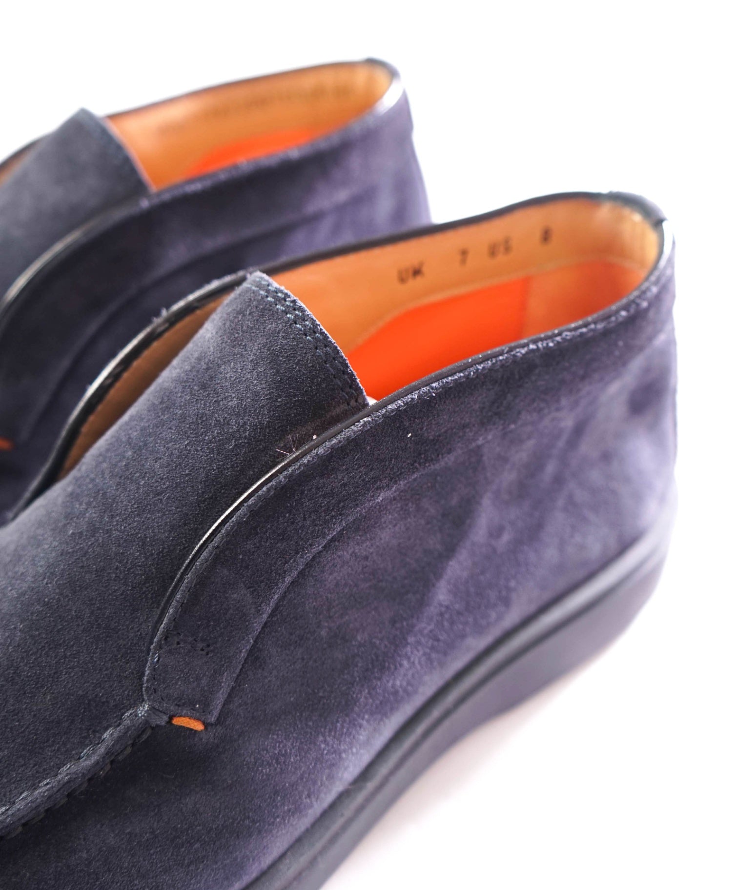 $850 SANTONI - Suede Navy Blue Summer Walk Chukka - US 8 (UK7)