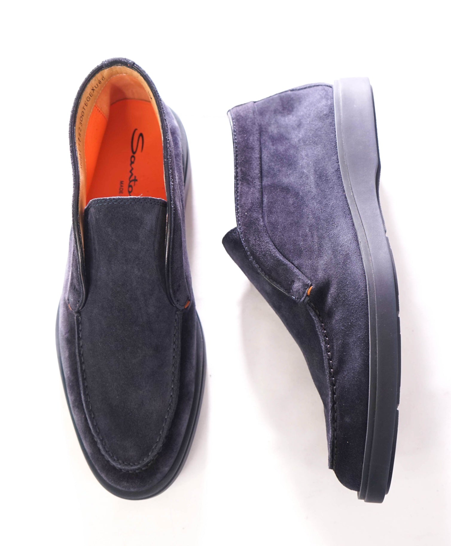 $850 SANTONI - Suede Navy Blue Summer Walk Chukka - US 8 (UK7)