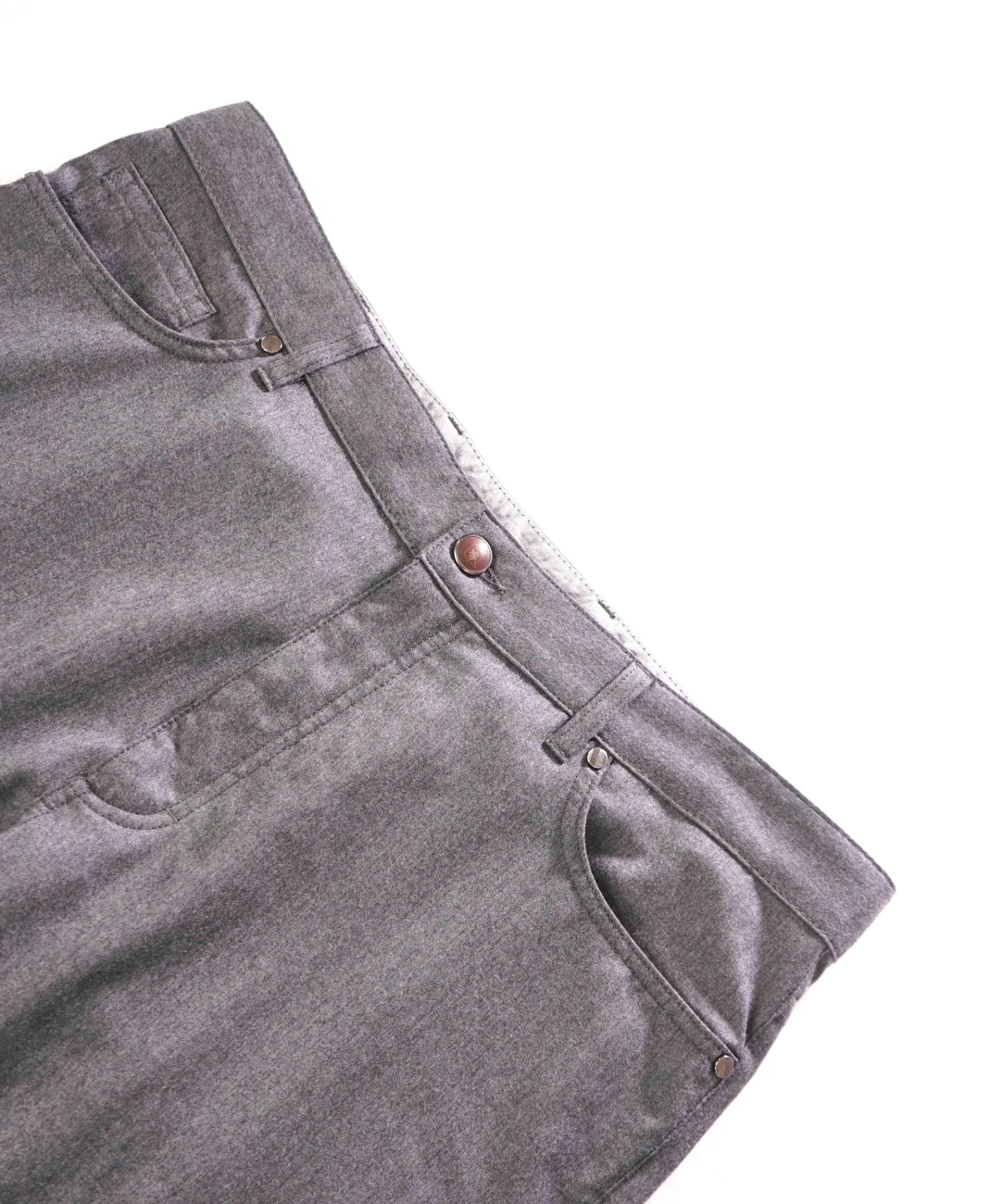 $695 ERMENEGILDO ZEGNA - Flannel Wool Solid Grey Pants - 38W