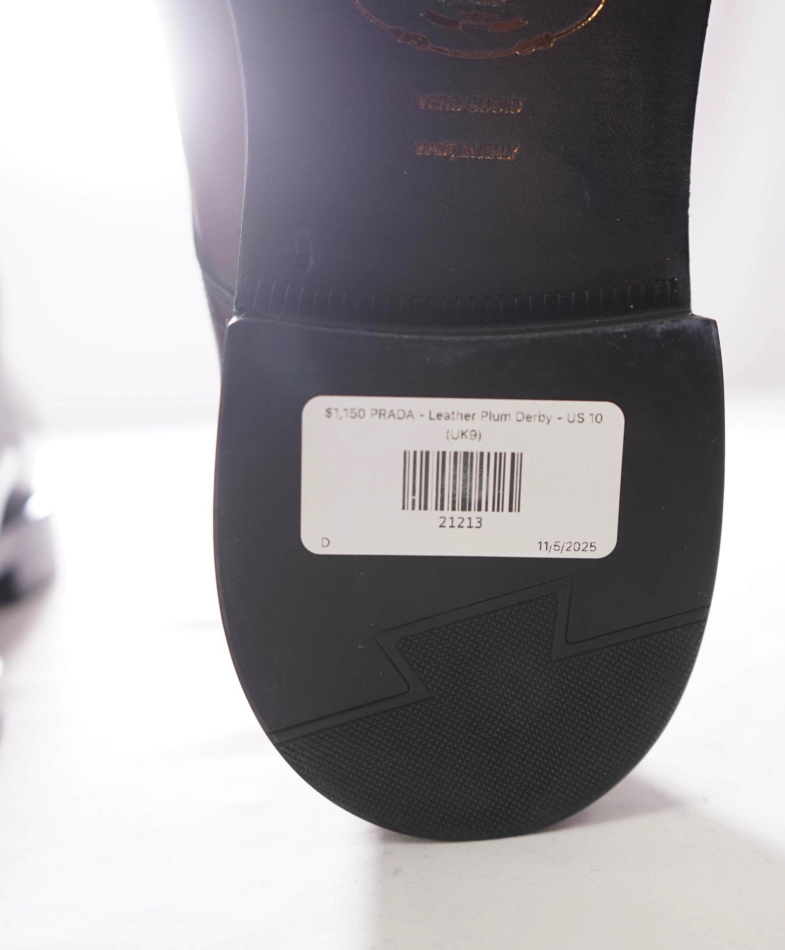 $1,150 PRADA - Leather Brown 5-Eyelet Derby - US 10 (UK9)