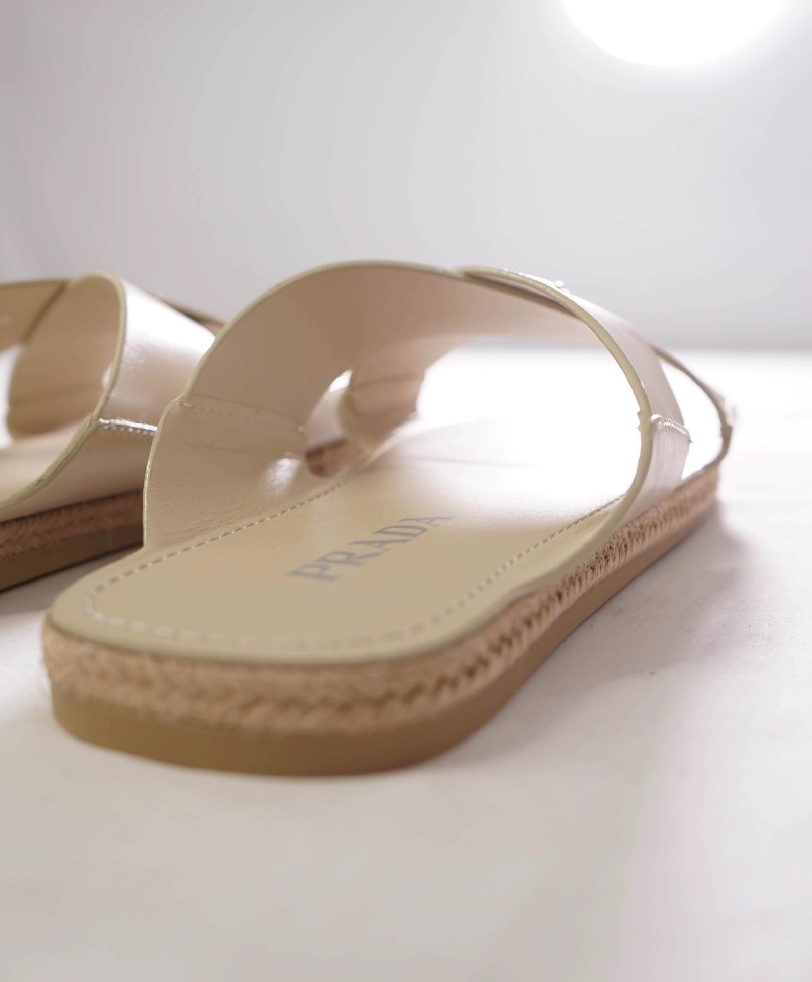 $950 PRADA - Leather Tan Crisscross Slides Sandals - US 10 (9UK)