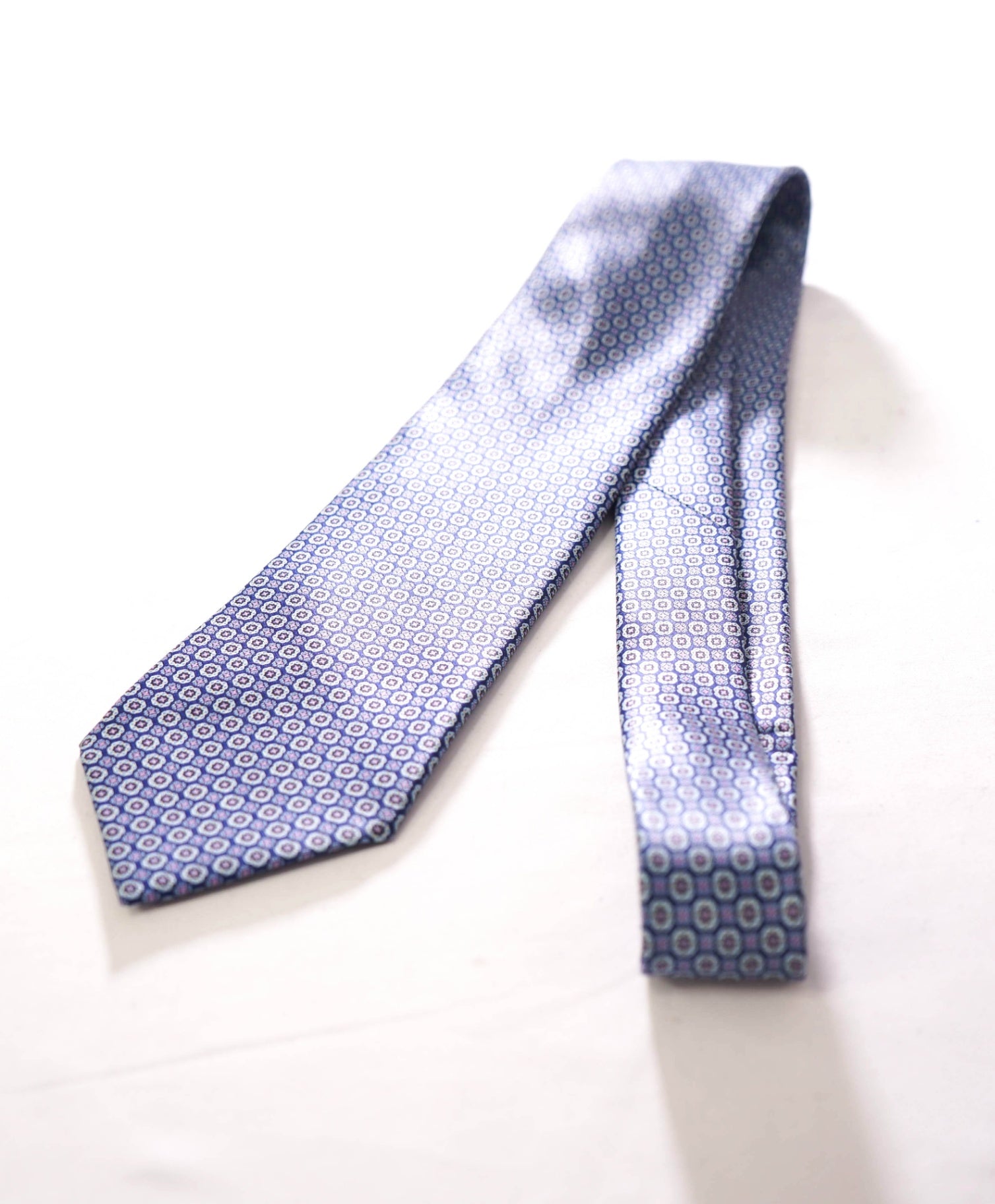 $330 STEFANO RICCI - Silk Blue Medallion - 3.5" Tie