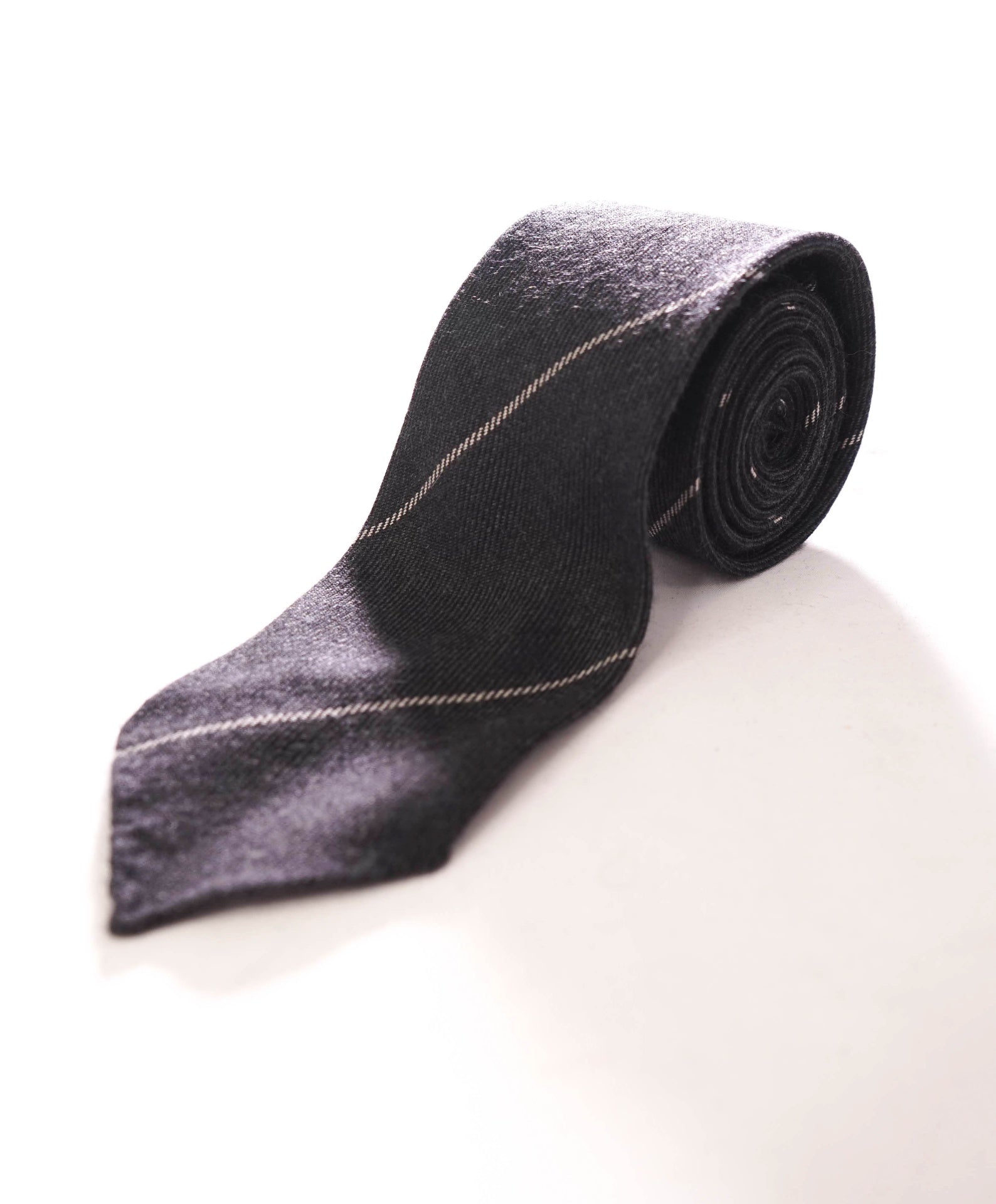 $295 ZEGNA - 100% Cashmere Gray Wide Chalk Stripe - 3" Tie