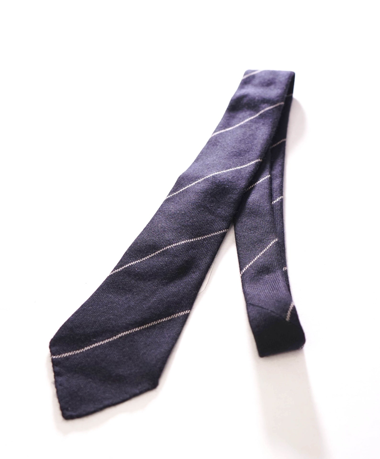 $295 ZEGNA - 100% Cashmere Navy Blue Wide Chalk Stripe - 3" Tie