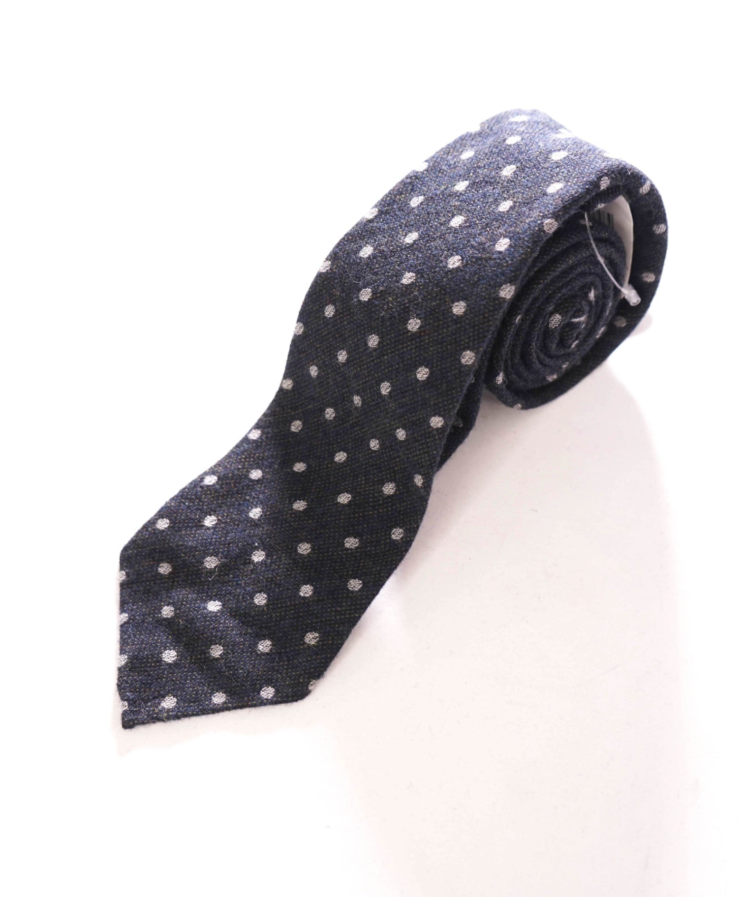$295 ZEGNA - Cashmere/Wool/Silk Blue-Gray Polka Dot - 3" Unlined Tie