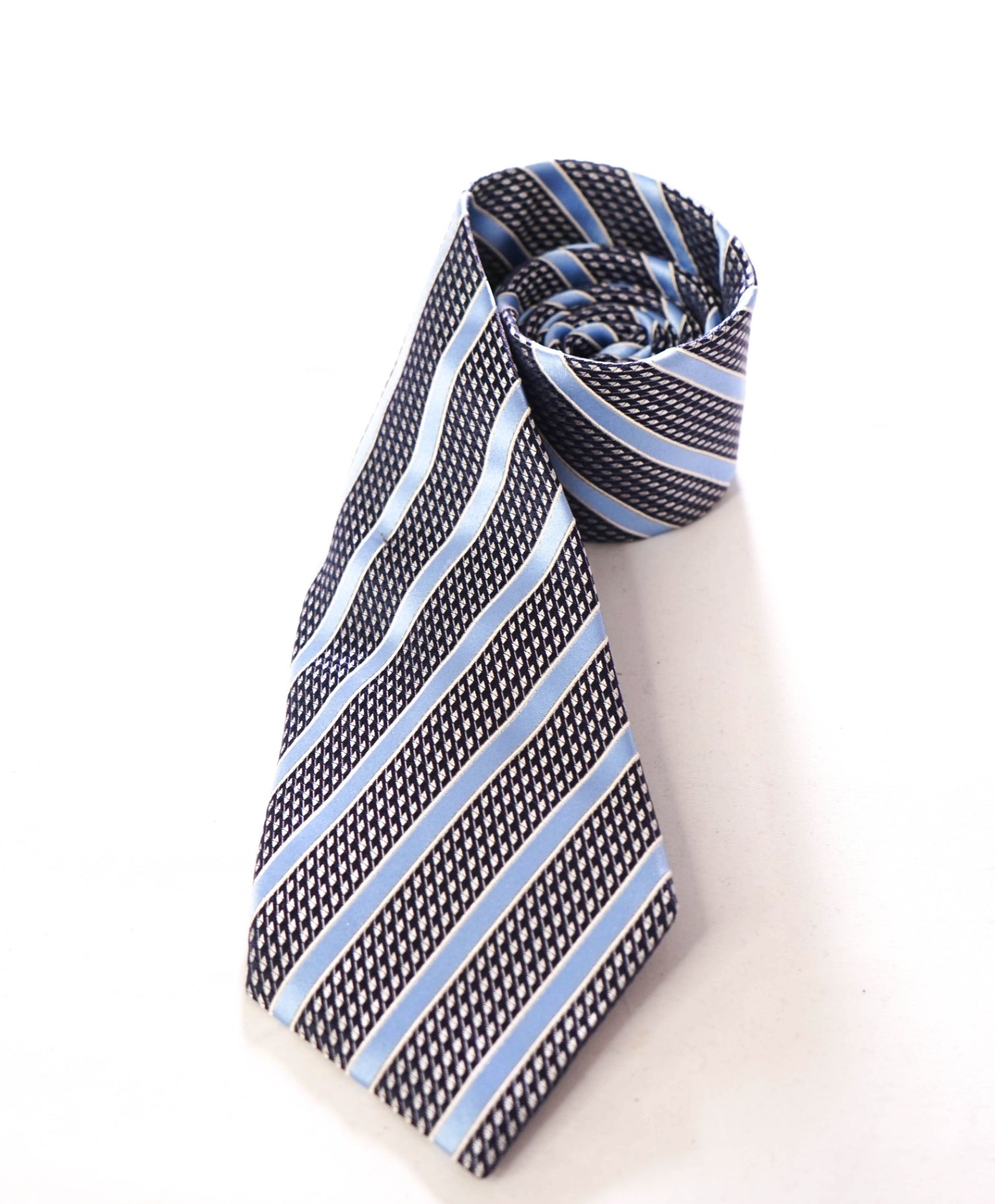 $390 Zegna - Silk Blue Stripe - 3.5" Tie