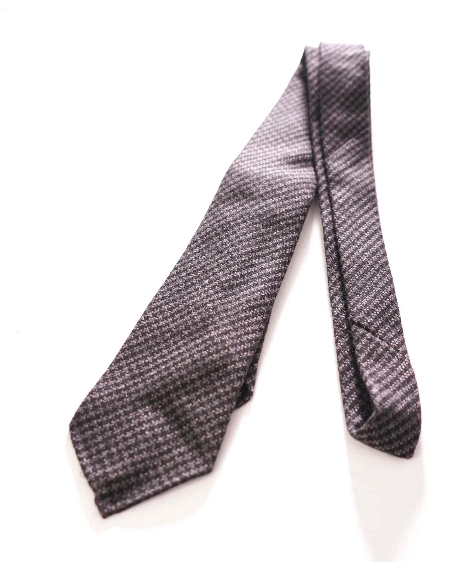 $295 ZEGNA - Wool/Angora/Cashgora Gray Micro Houndstooth - 3" Tie