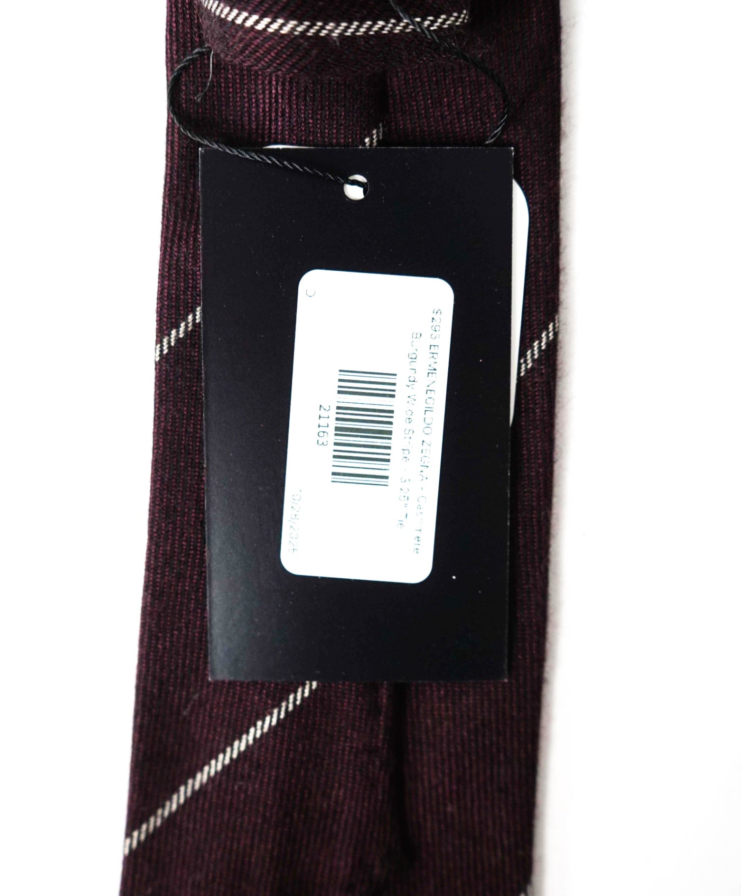 $295 ZEGNA - 100% Cashmere Burgundy Wide Chalk Stripe - 3.25" Tie