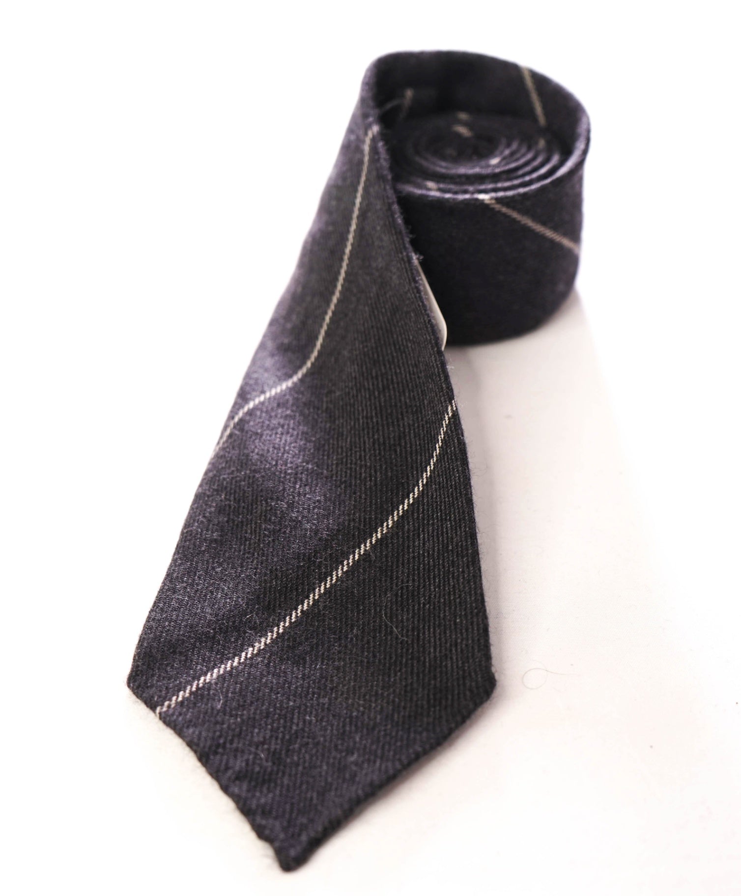 $295 ZEGNA - 100% Cashmere Gray Wide Chalk Stripe - 3" Tie
