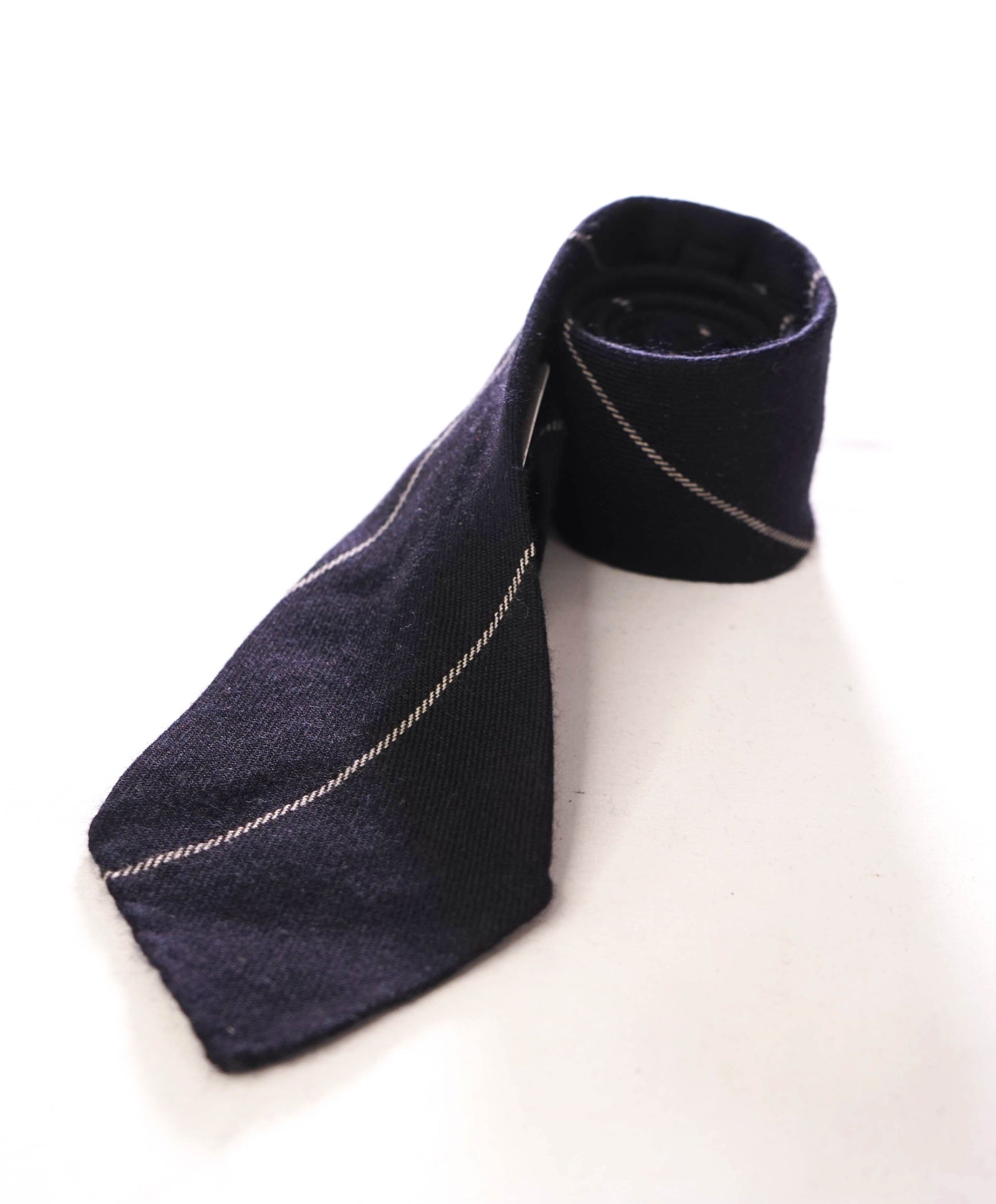 $295 ZEGNA - 100% Cashmere Navy Blue Wide Chalk Stripe - 3" Tie