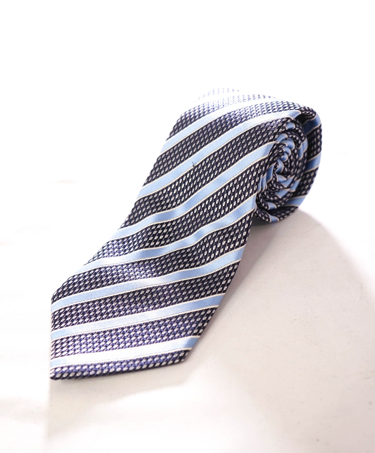 $390 Zegna - Silk Blue Stripe - 3.5" Tie