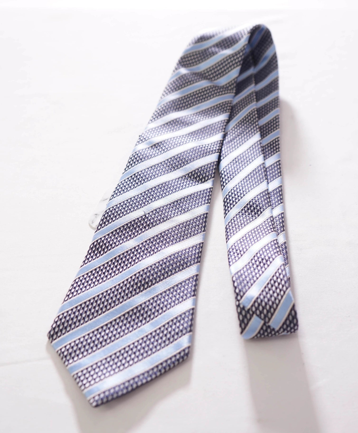 $390 Zegna - Silk Blue Stripe - 3.5" Tie