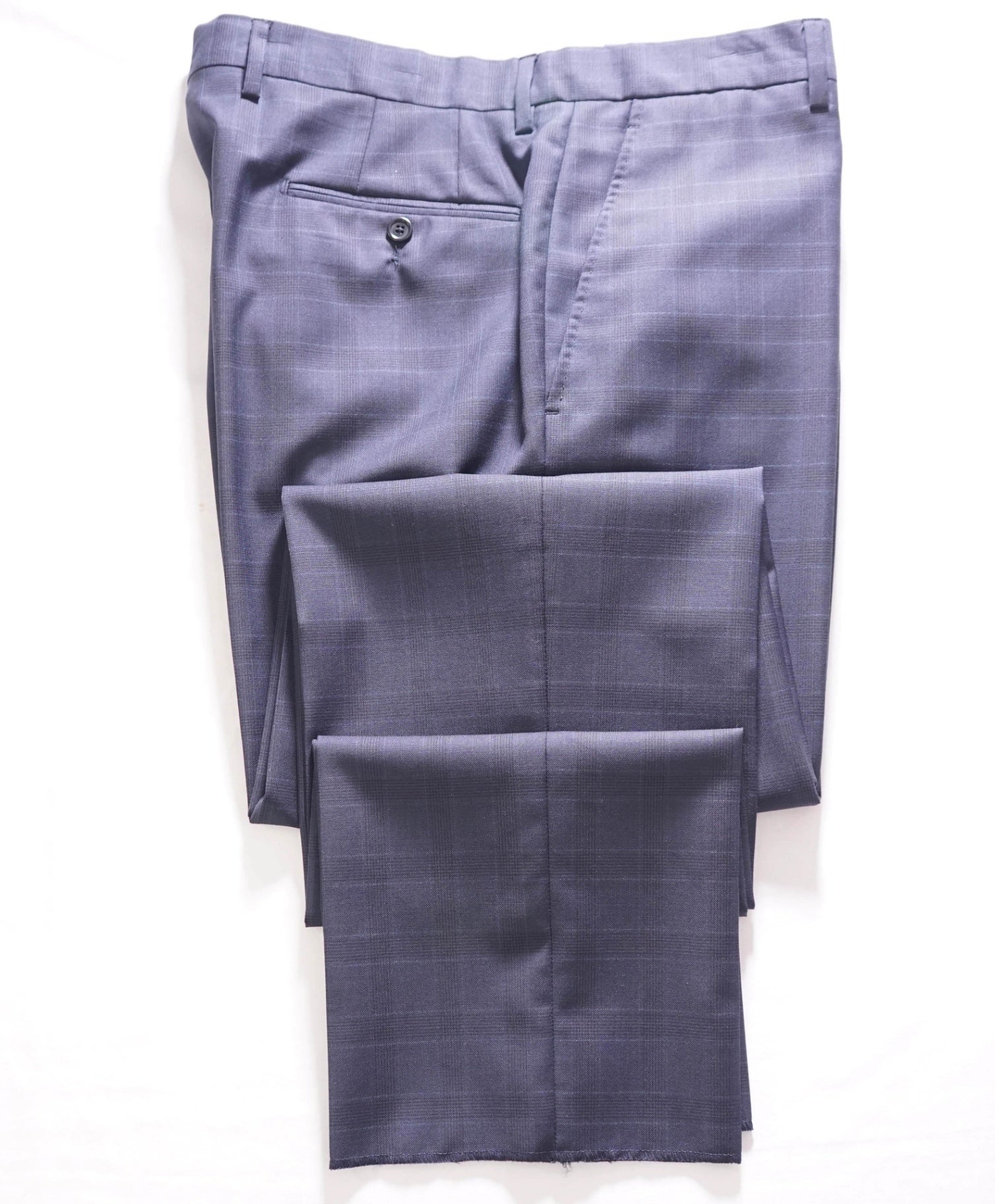 $400 SAKS FIFTH AVENUE - Wool Navy Blue Plaid Pants - 36W