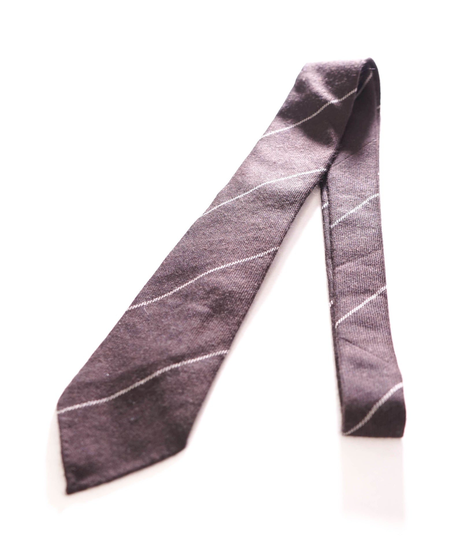$295 ZEGNA - Cashmere Brown Wide Chalk Stripe Unlined - 3" Tie